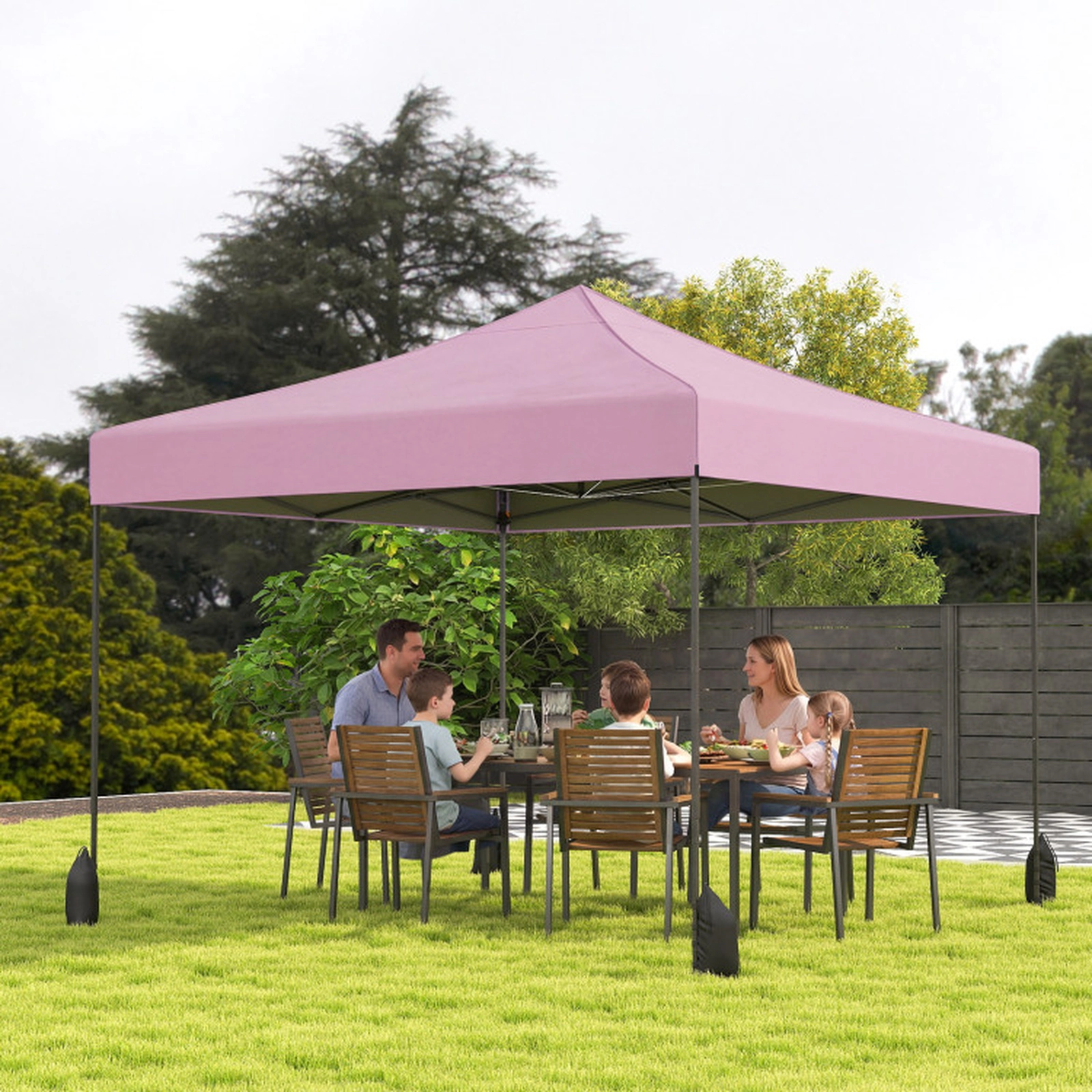 SUGIFT Pink 9.5-ft by 9.5-ft 4-Position UPF50+ Silver-Coated 420D Pop Up Canopy Tent with Wheeled Bag