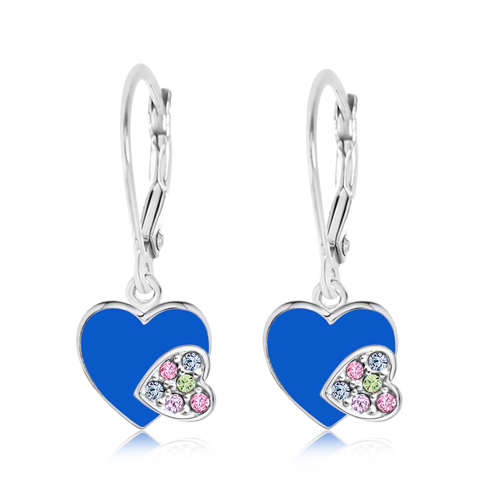 CHANTEUR Kids Sterling Silver Leverback Heart Earrings - Hypoallergenic Girls Jewelry