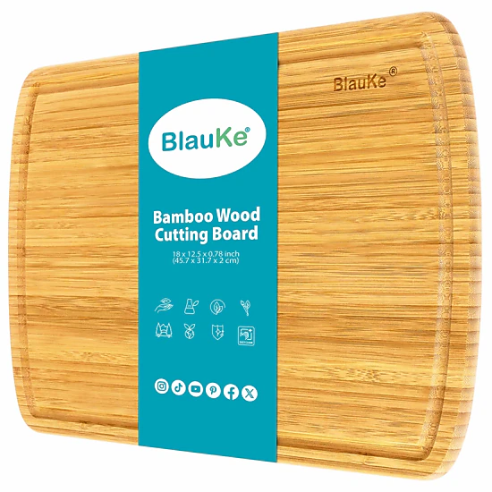 Extra Large Wood Cutting Board - Butcher Block with Juice Groove, Serving Tray - Wooden Chopping Board for Kitchen