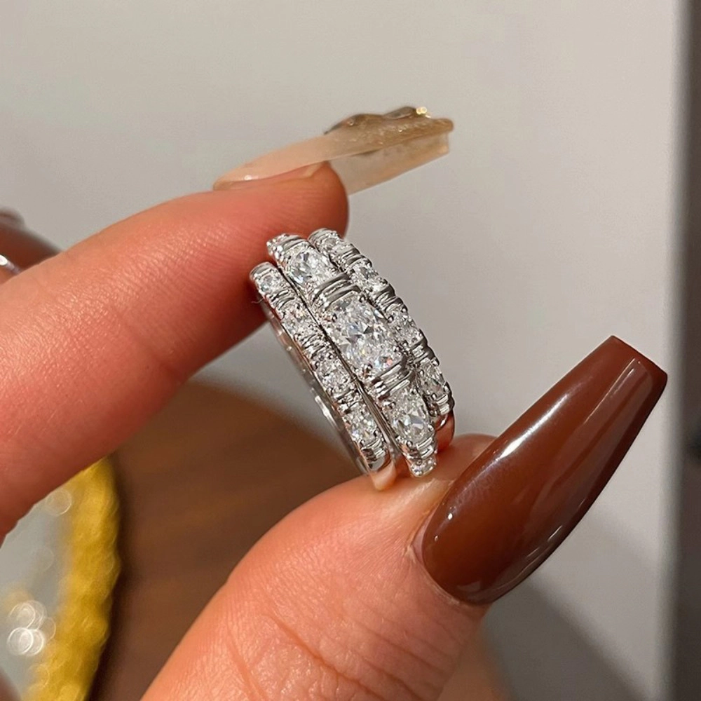3pcs Women's Sparkling Cubic Zirconia Elegant Exquisite Ring