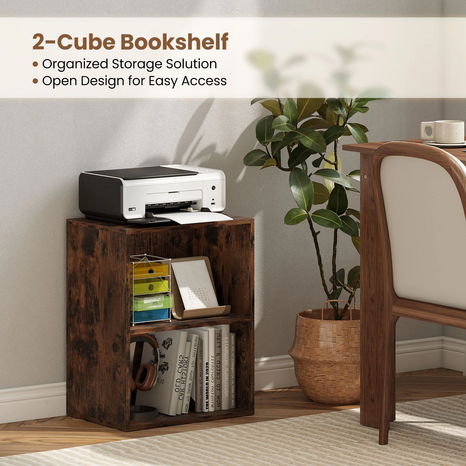 SlickBlue Set of 2 Tier Cube Bookcase With Adjustable Storage Shelf