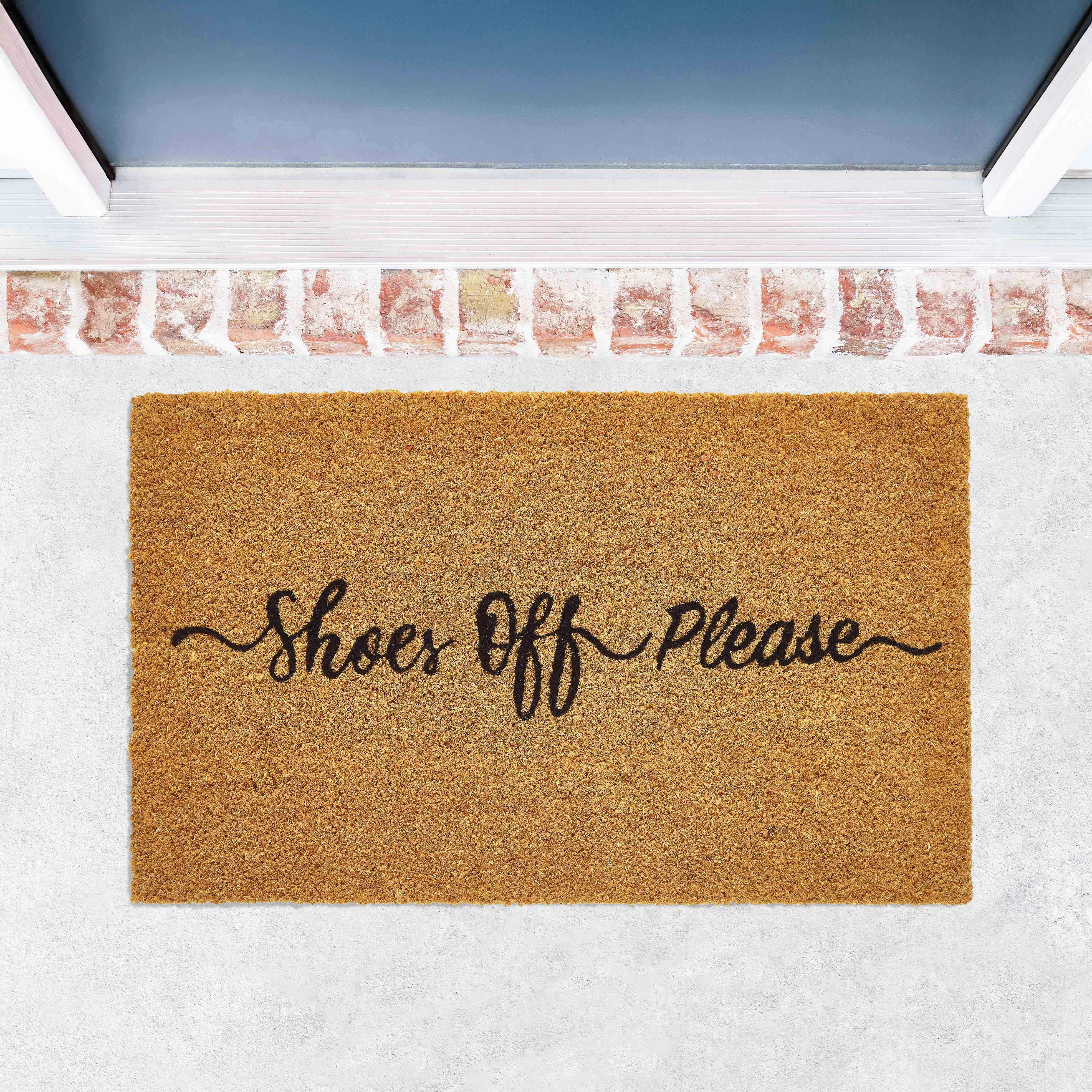 Kate Aurora Shoes Off Please Bristled Coir Outdoor Welcome Mat - 18"x30"