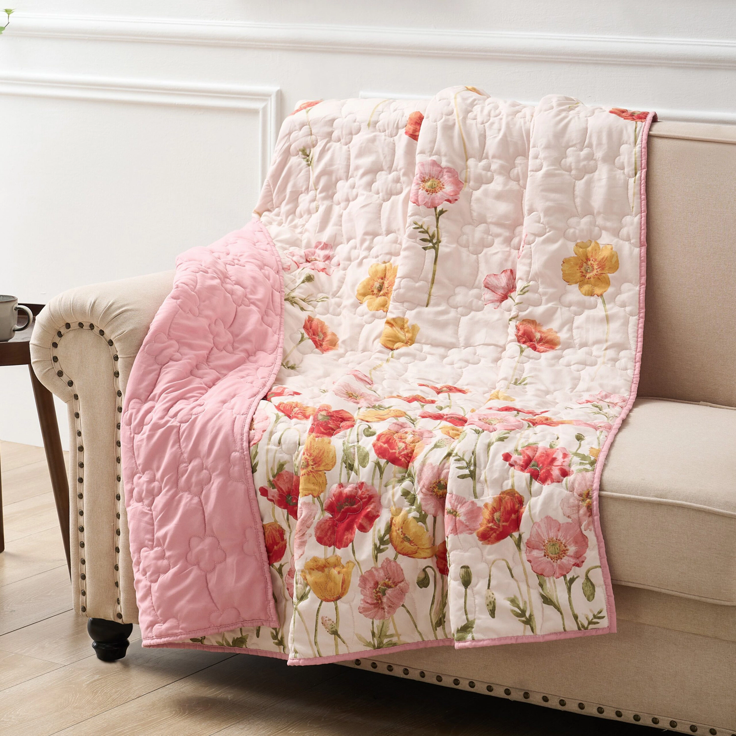 Greenland Home Fashions 100% Brushed Microfiber Breeze Accessory Throw Blush