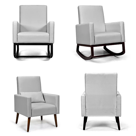 LJG 2-in-1 Fabric Upholstered Rocking Chair with Pillow