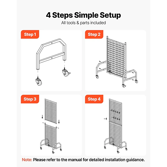HONGGE Grid Wall Panels, Wire Gridwall Display Rack for Art Craft Shows