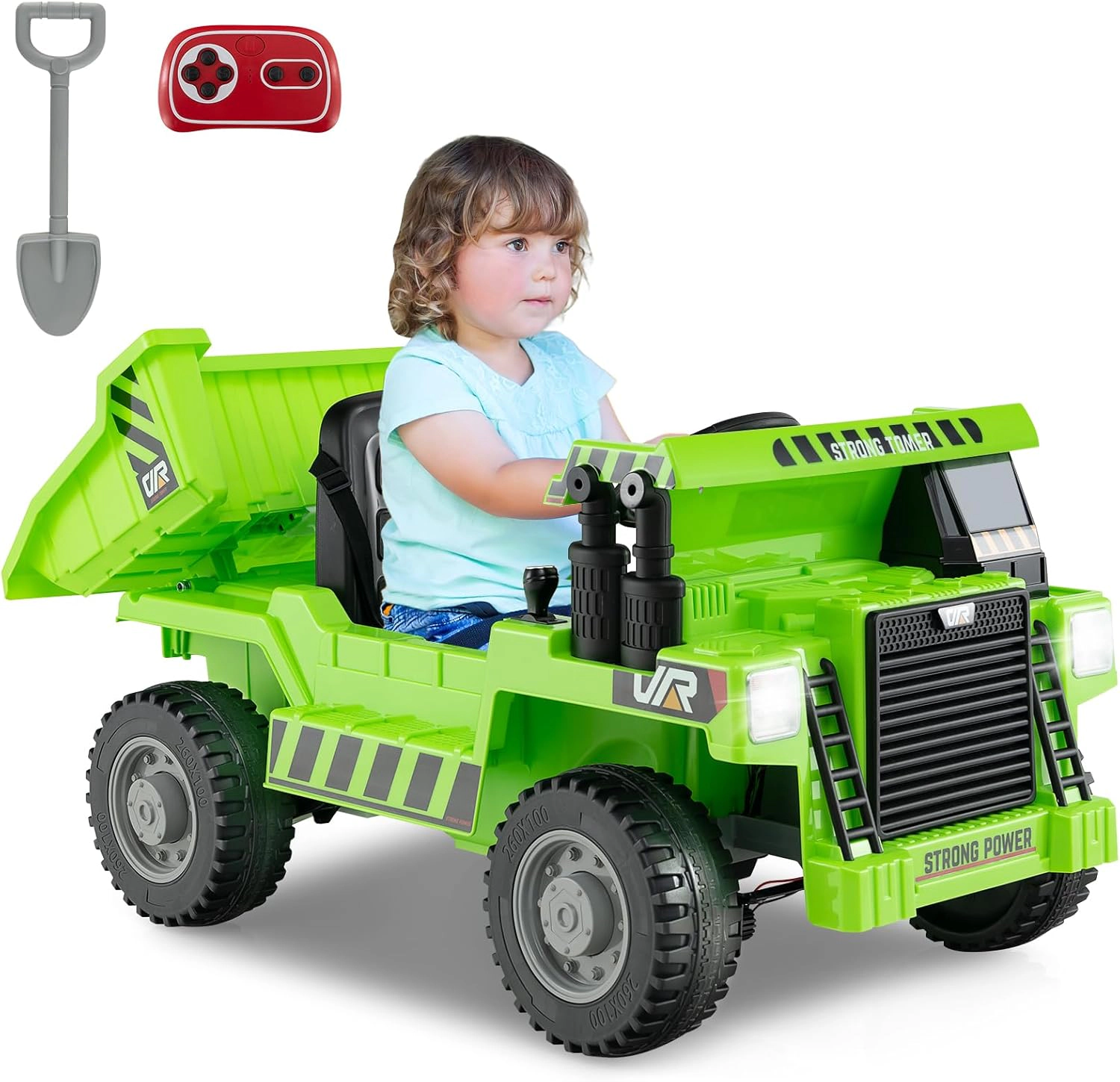 Costway Kids Ride-On Dump Truck with Wireless Connection Music LED Lights Soft Start Yellow
