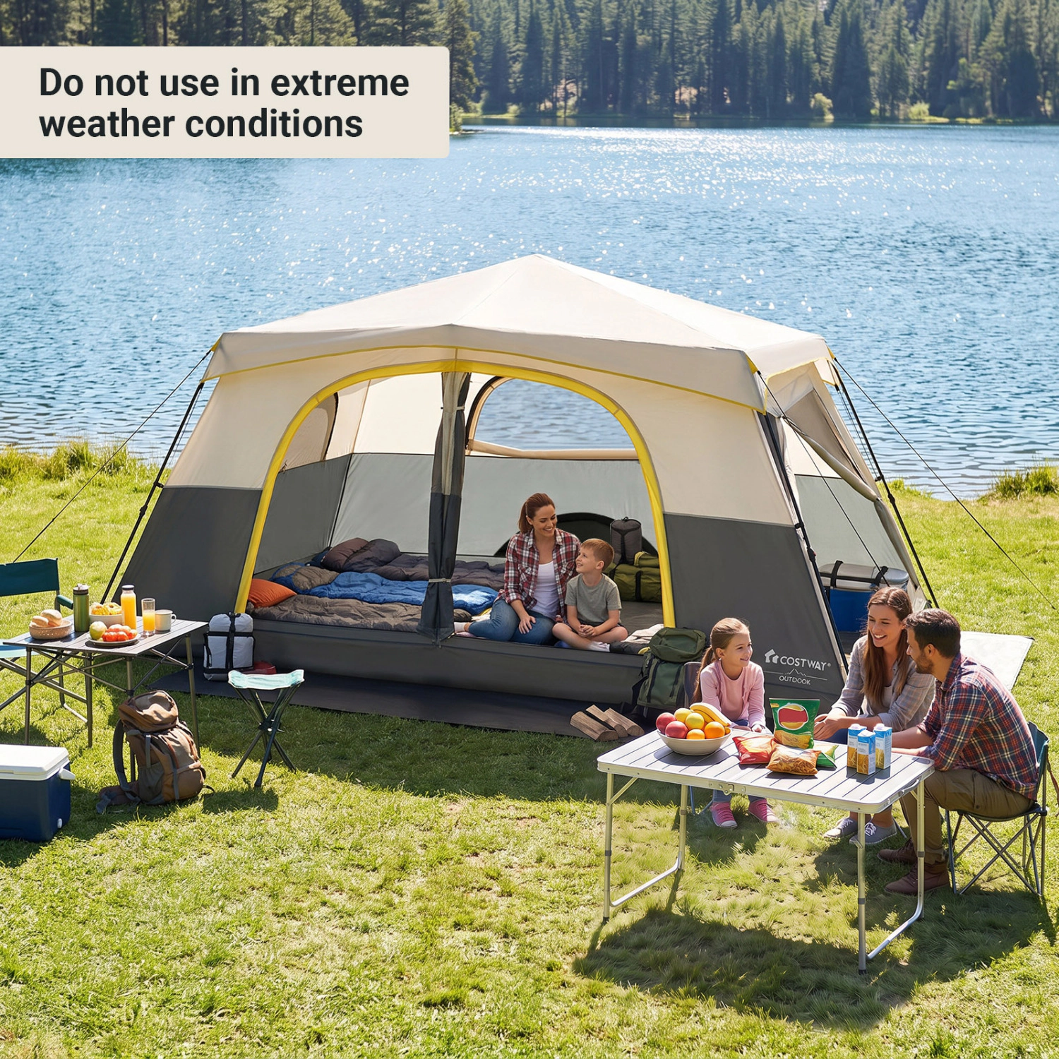 LJG 10 Person Instant Cabin Camping Tent with Rainfly 13 ft x 9 Portable Large Family