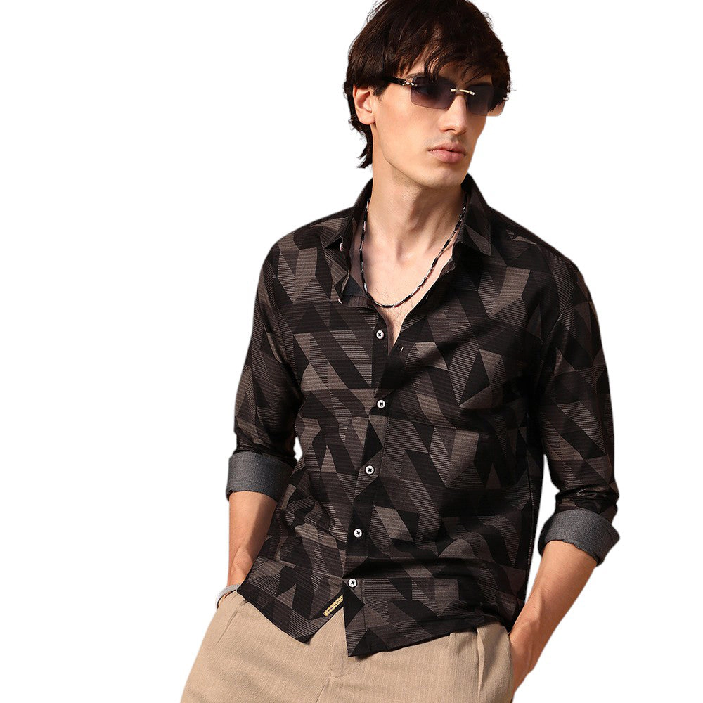 Geometric Seersucker Shirt