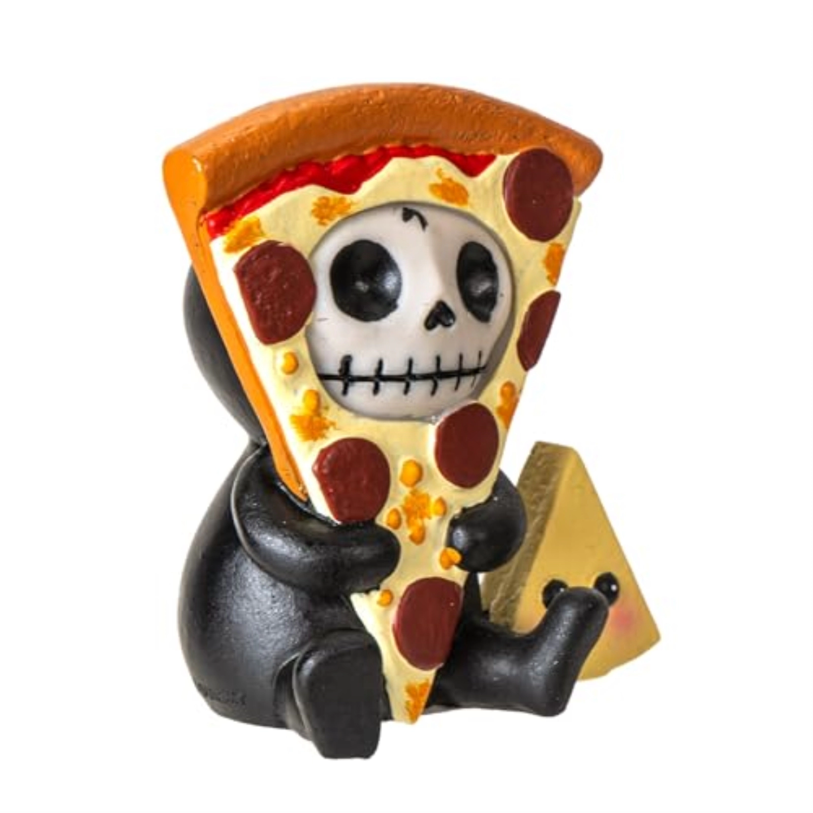 Pacific Giftware Furrybones Peppi Skeleton in Pizza Costume Figurine in Costume 3 inchesTall