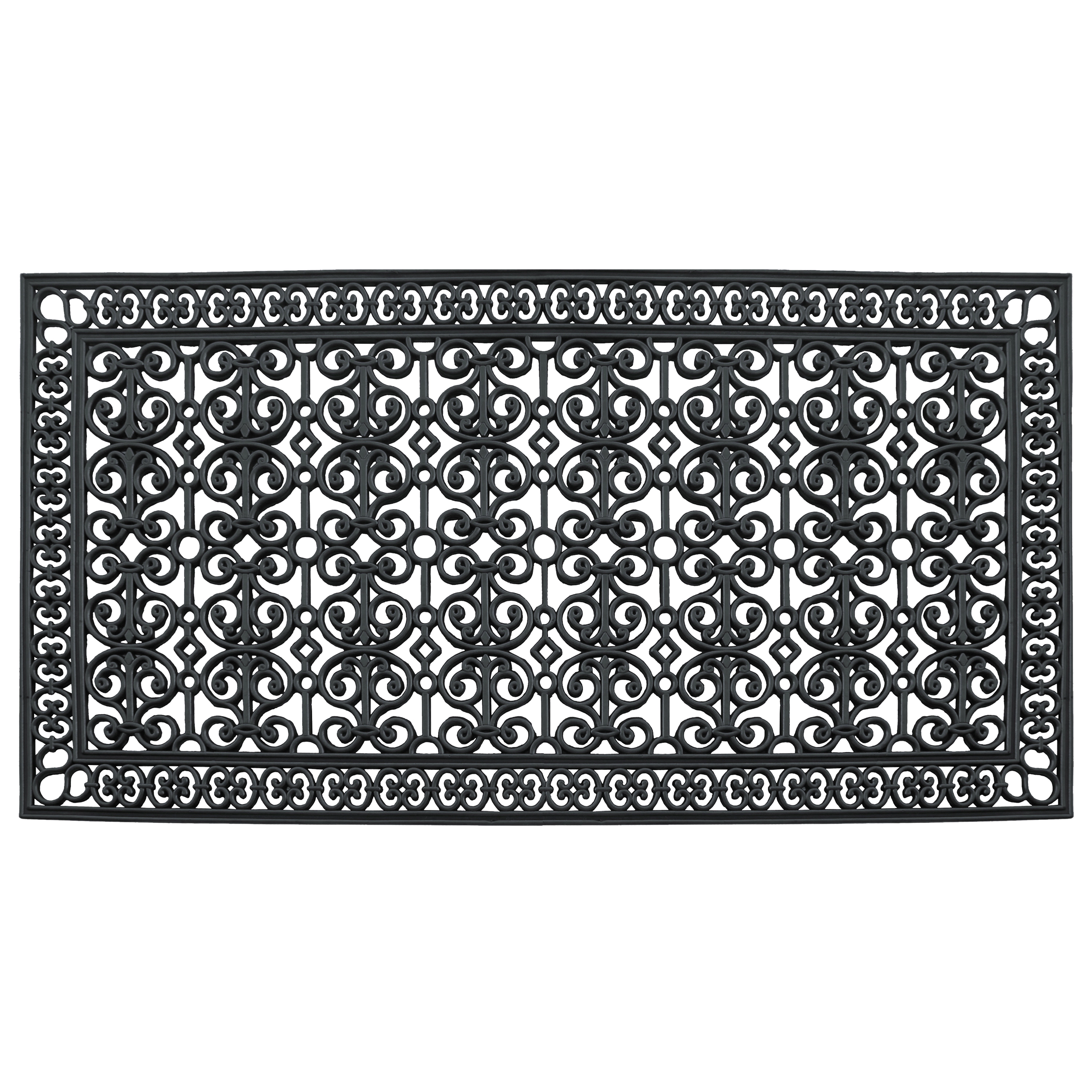 A1 Home Collection 34 lb Heavy Duty Rubber Doormat Non-Slip Outdoor Dirt Scraper Mat, Black Estate, 36 x 72 Inches