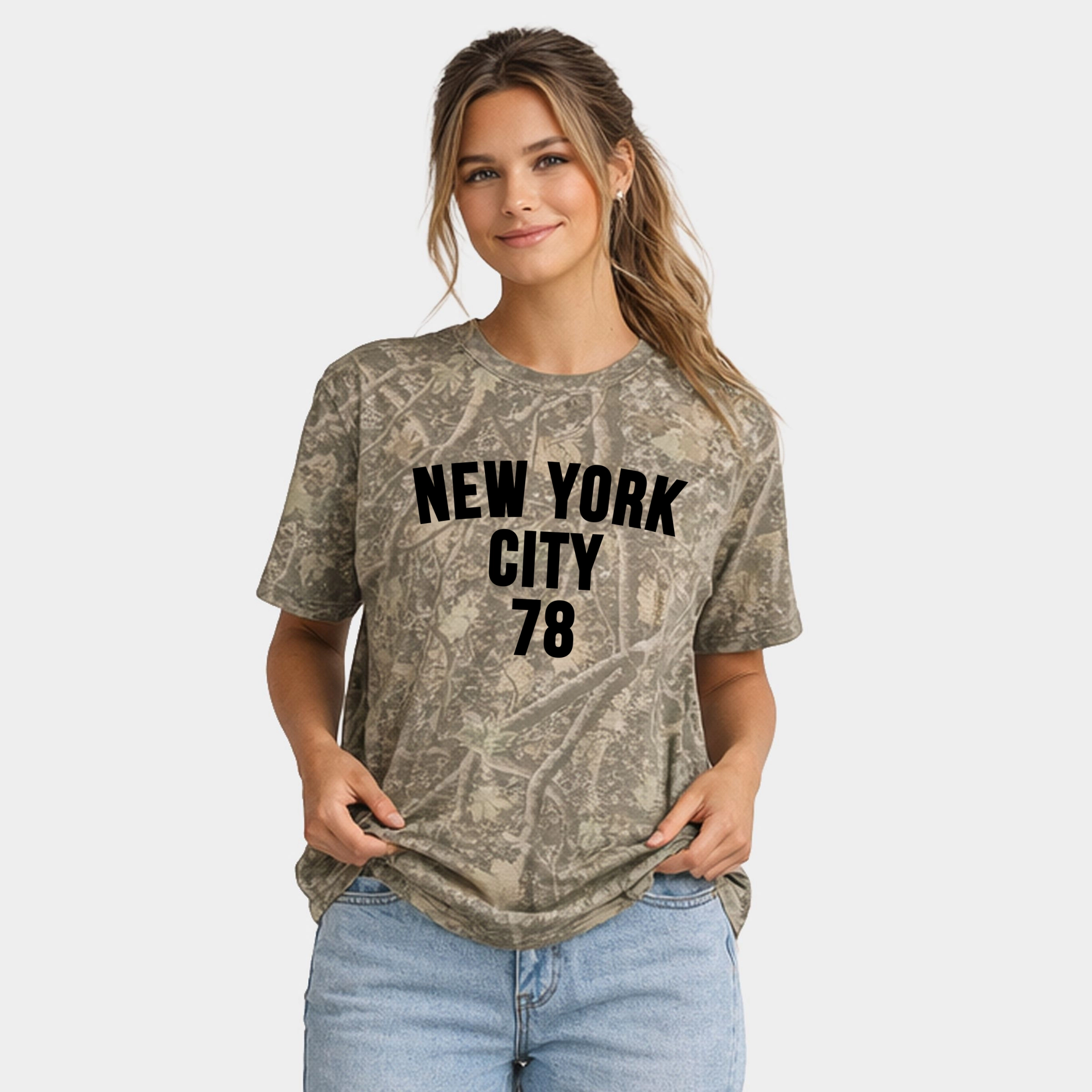 Simply Sage Market - New York City Arched 78 Puff Print Women's Heavyweight Crew
