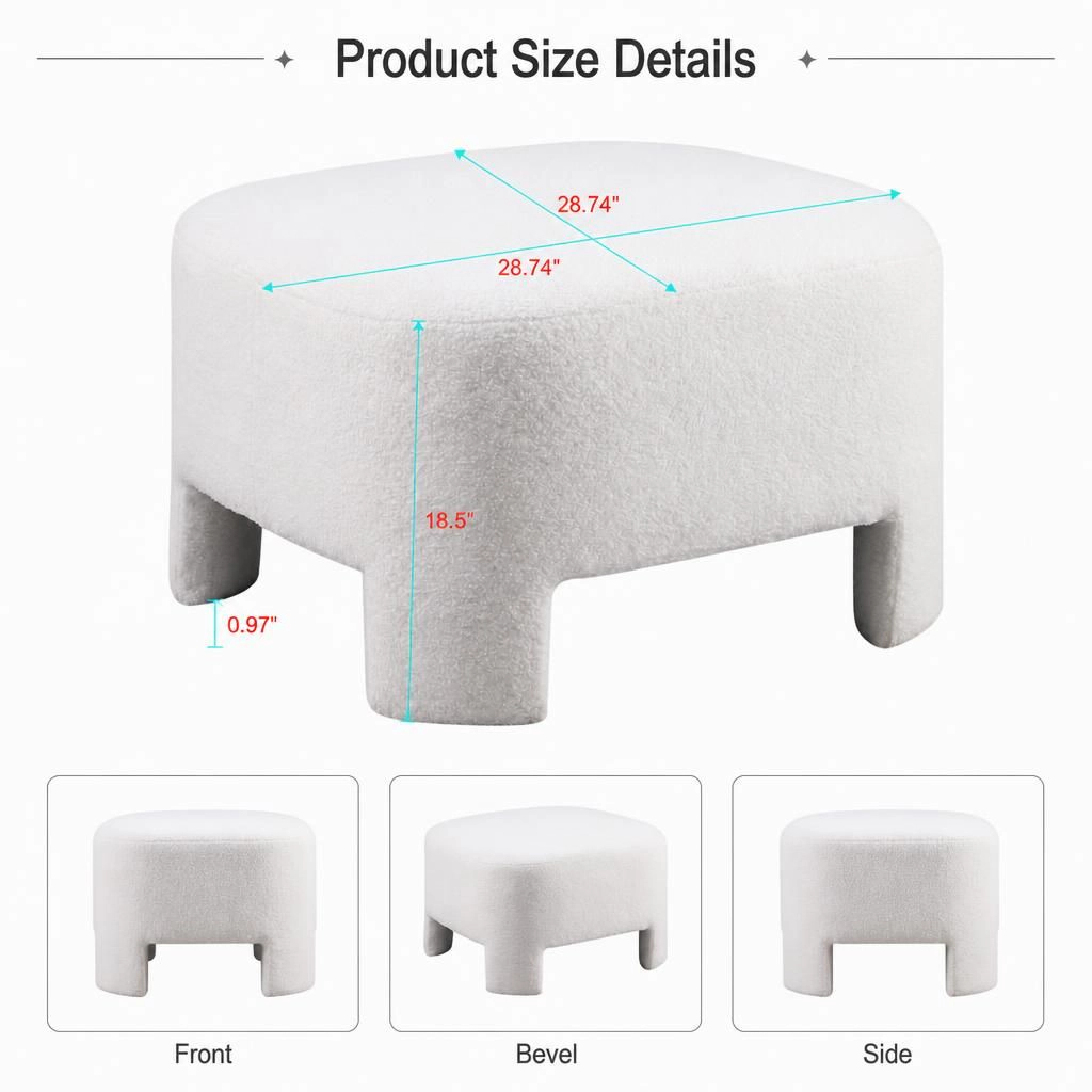 GOODSILO Soft Sherpa Upholstered Round Ottoman Foot Rest