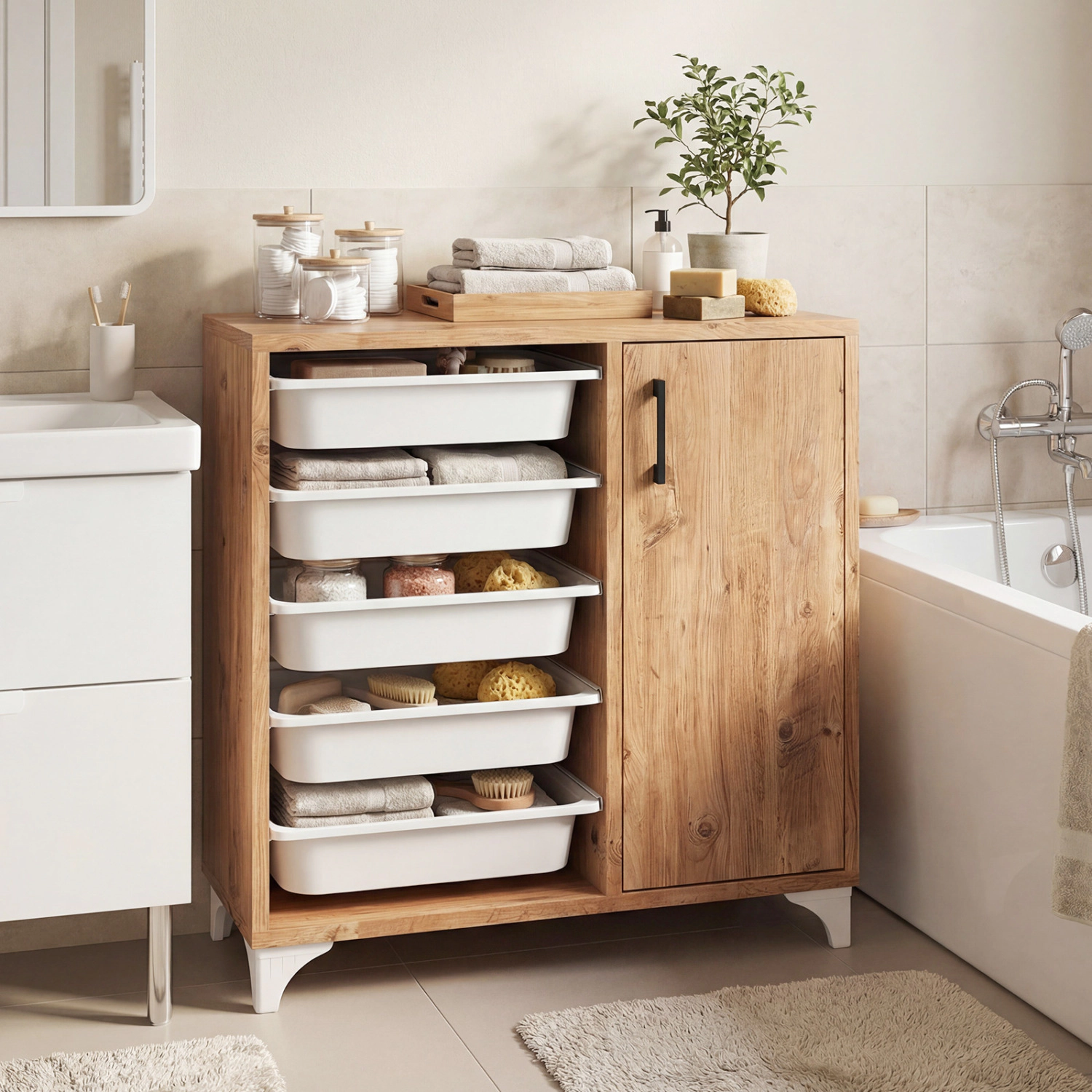 LJG Buffet Cabinet Sideboard with Storage and Removable Drawers
