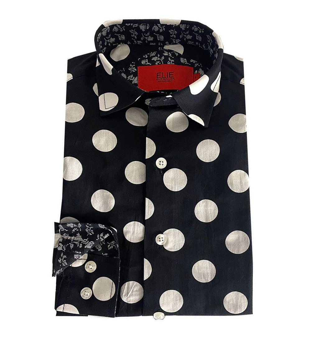 Elie Balleh Boys Slim Fit Long Sleeve Polka Dot Shirt