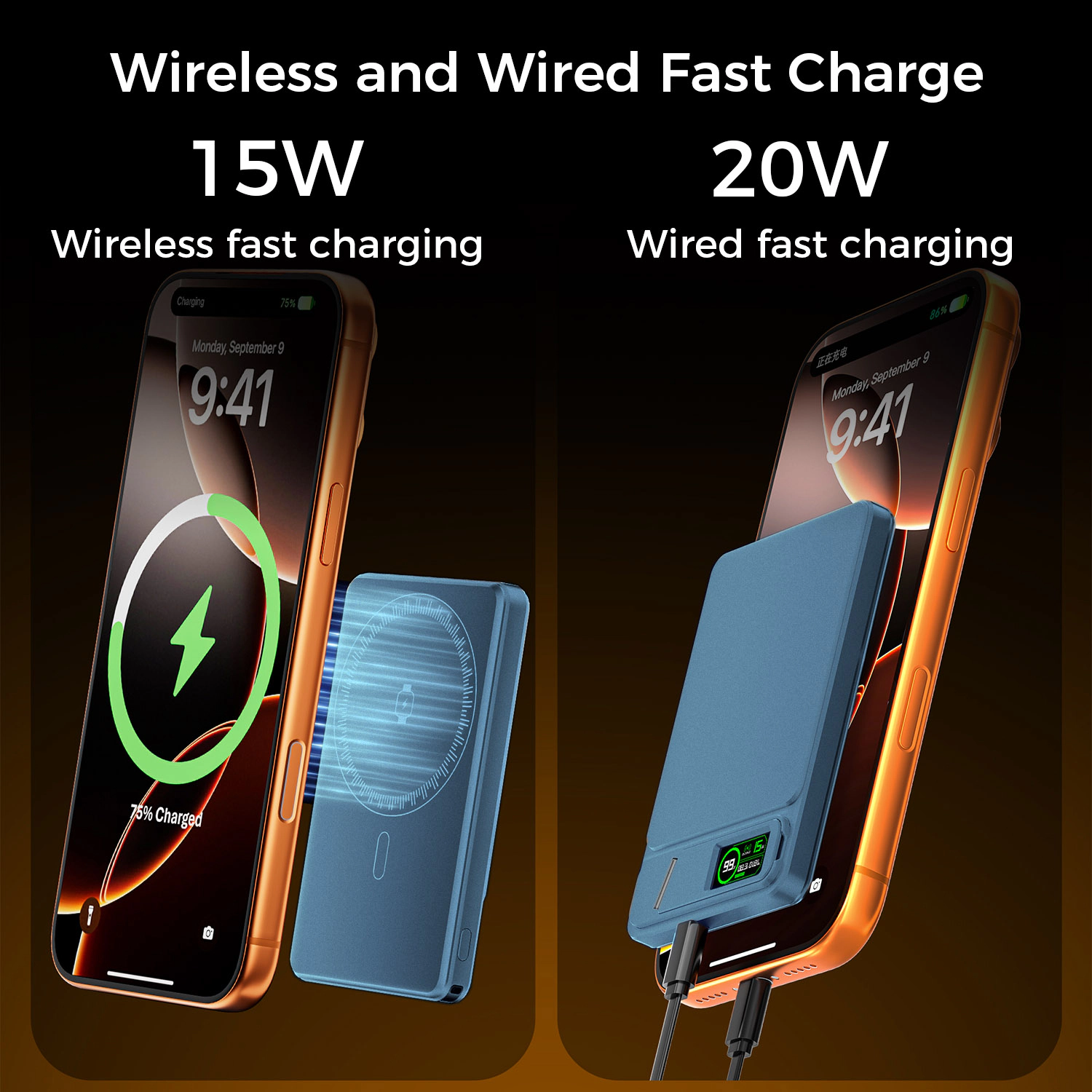 Alpha Digital 5,000mAh, Ultra-Thin, Magnetic Wireless Charging, Phone Stand - Power Bank