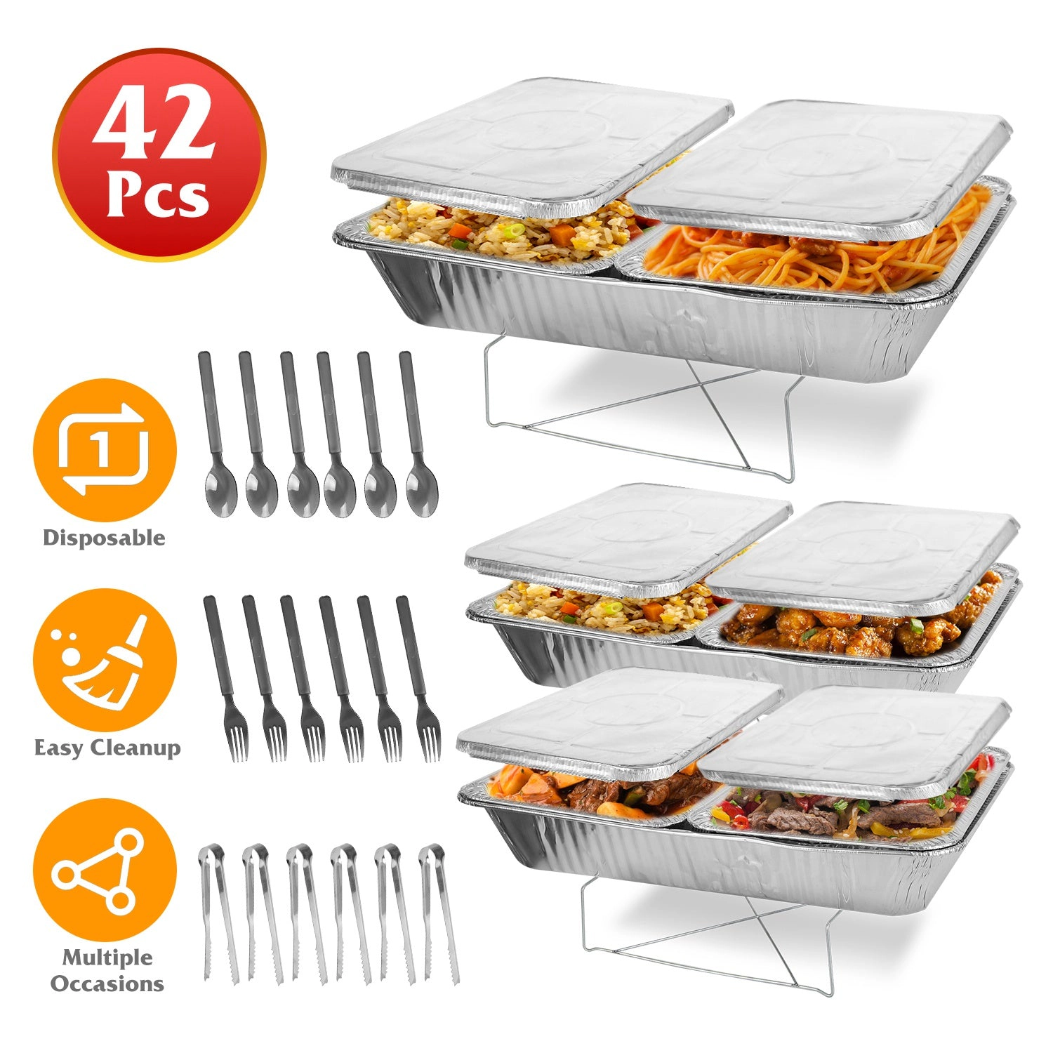 GBruno 42-Piece Disposable Chafing Dish Buffet Set