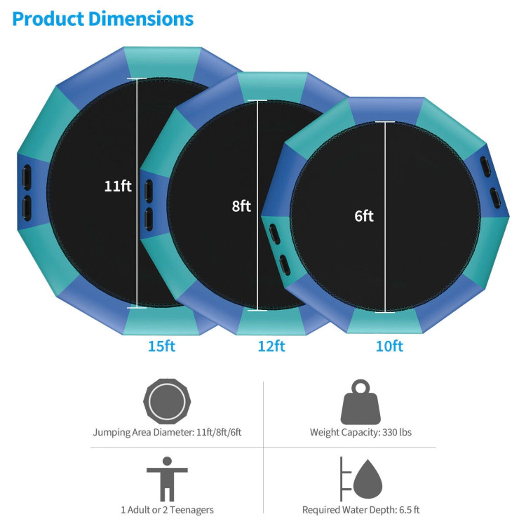 Hivvago 10 Feet Inflatable Splash Padded Water Bouncer Trampoline