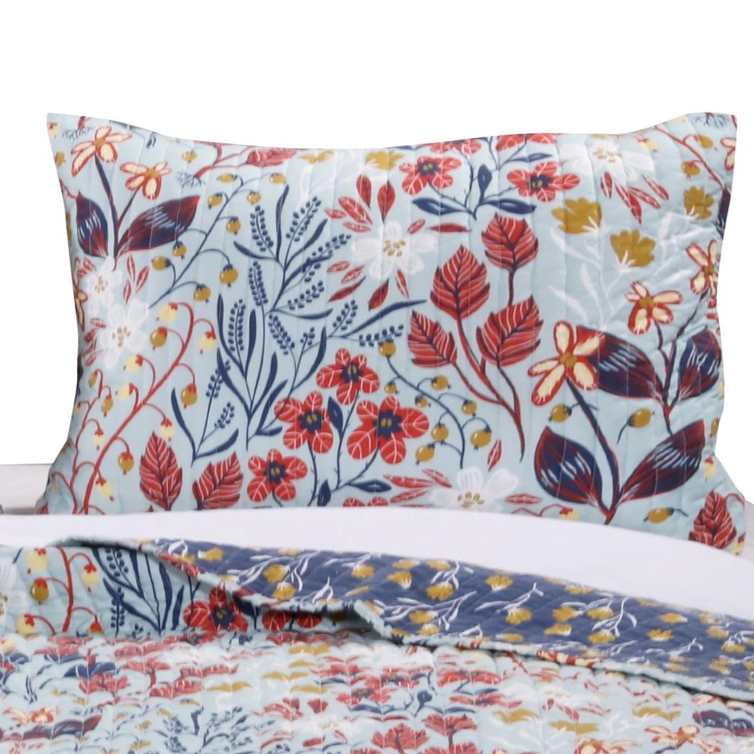 Barefoot Bungalow Perry Floral Print Reversible Perfect Pillow Sham