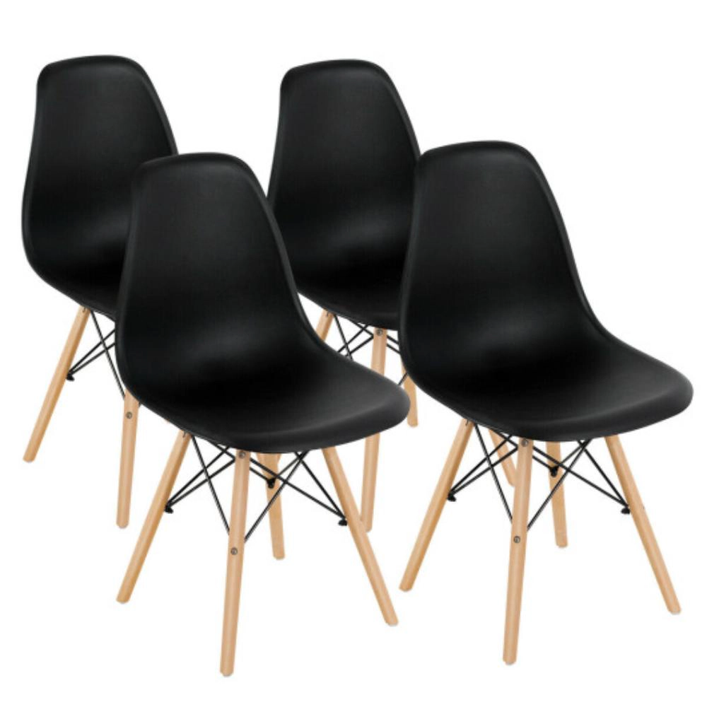 Hivvago 4 Pieces Modern Armless Dining Chair Set With Wood Legs