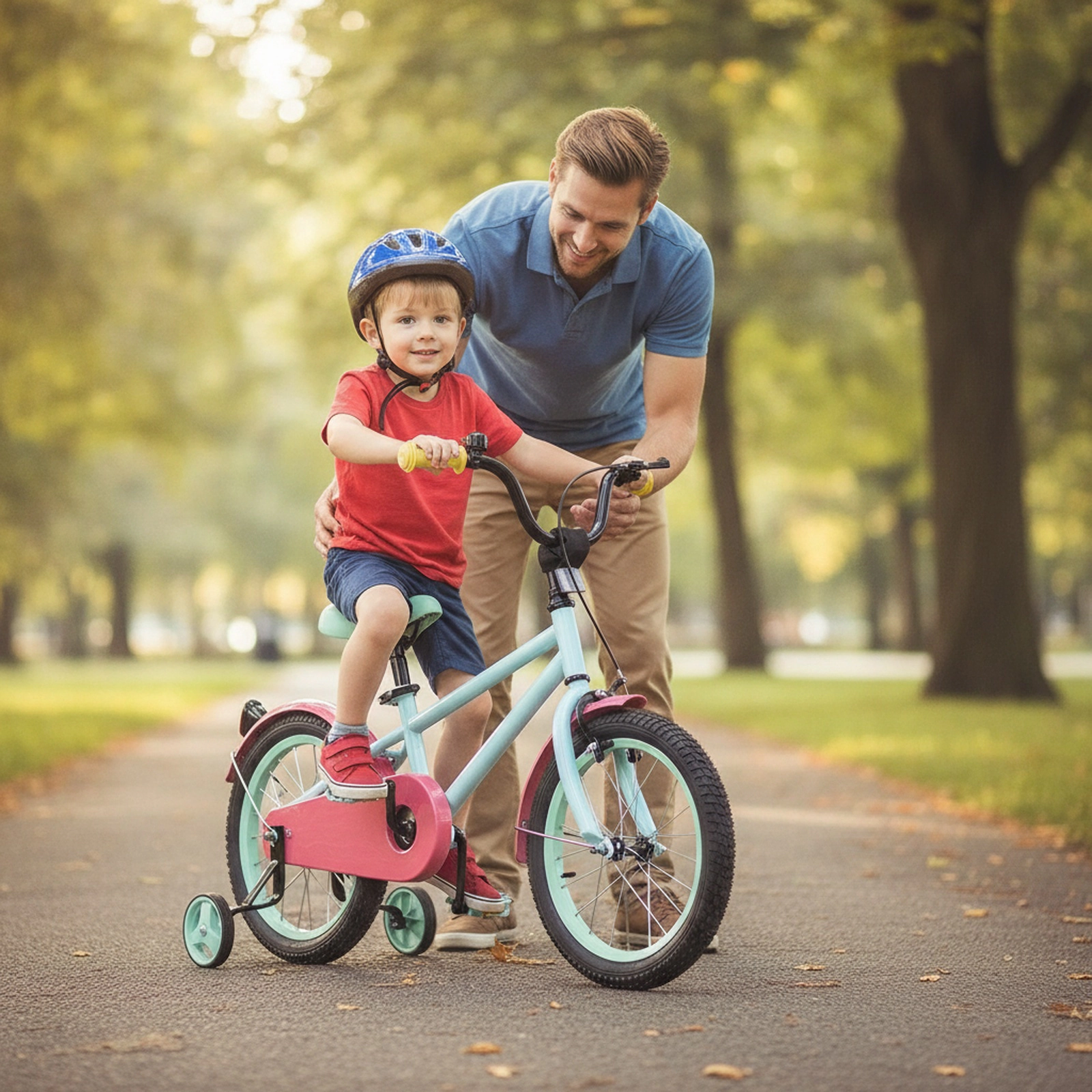16-in Kids Bike Quick-Release Adjustable Handlebar Saddle Dual Brake System Removable Training Wheels Ages 4-7 Blue