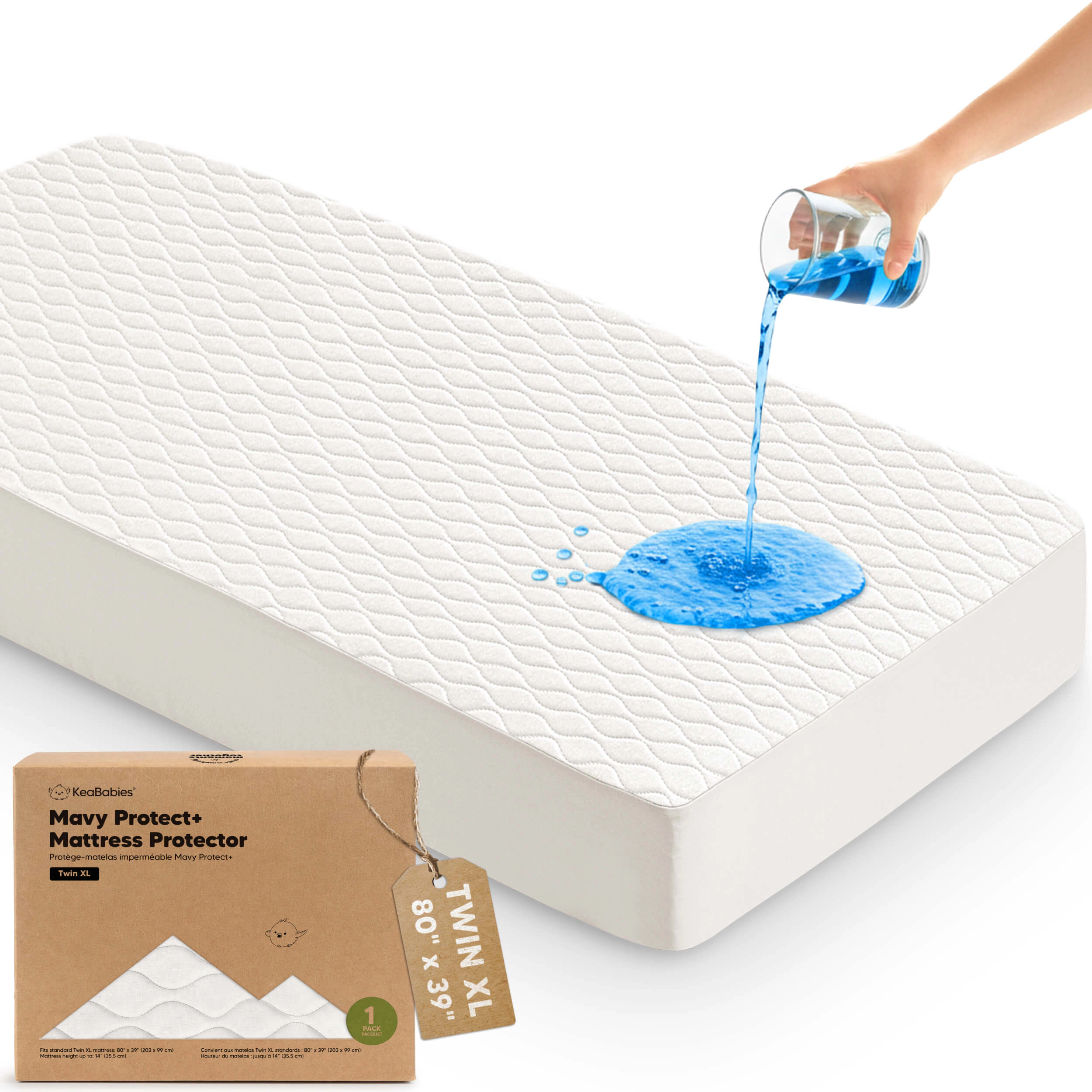 KeaBabies 1-Pack Mavy Protect+ Waterproof Twin Mattress Protectors