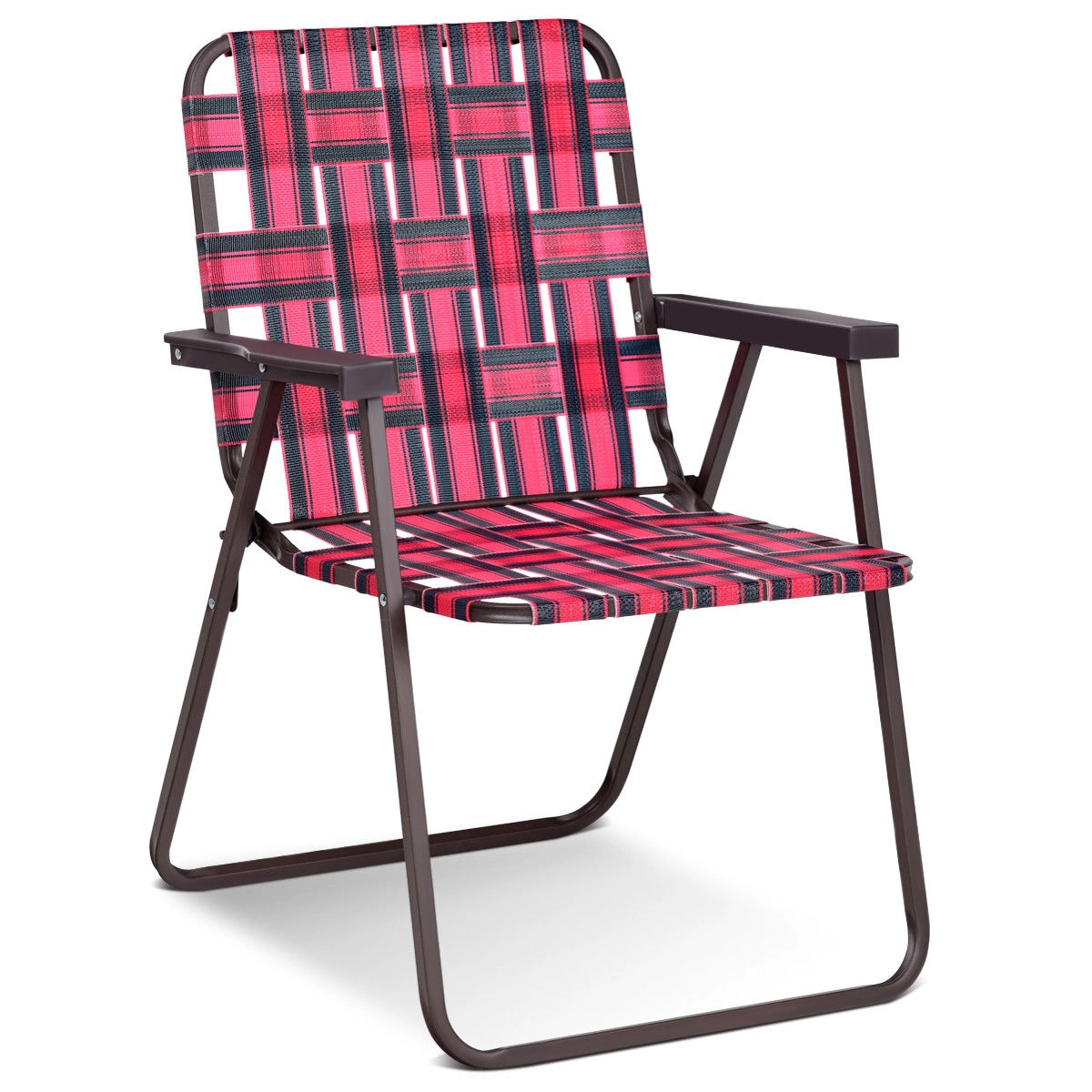 LJG 6 Pieces Folding Beach Chair Camping Lawn Webbing Chair