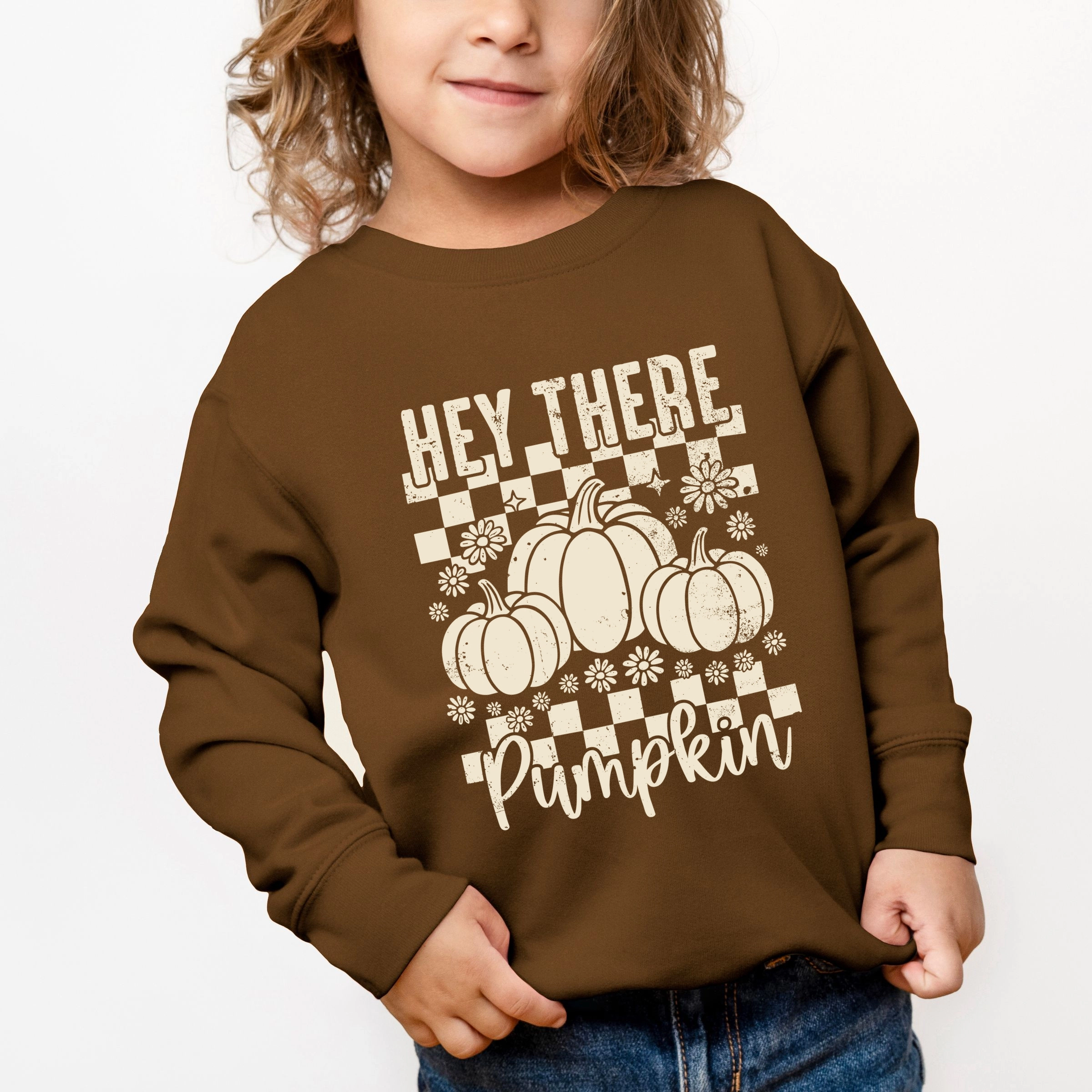 The Juniper Shop - Toddler Graphic Sweatshirt Hey There Pumpkin Checkered