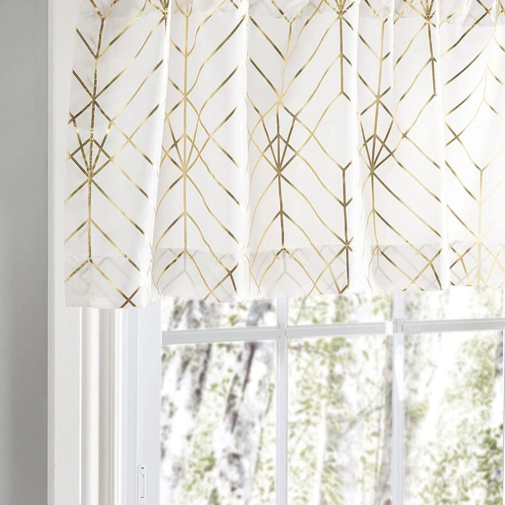 Ellis Curtain Deco Crushed Taffeta 1.5" Rod Pocket Semi-Sheer Valance 48"x15" Gold