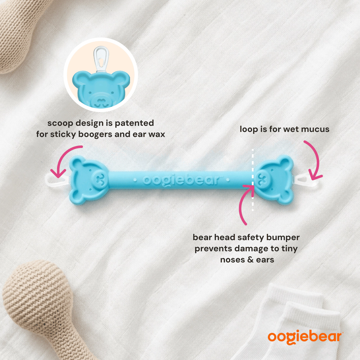 oogiebear Booger Picker Baby Nose & Ear Picker with Travel Case