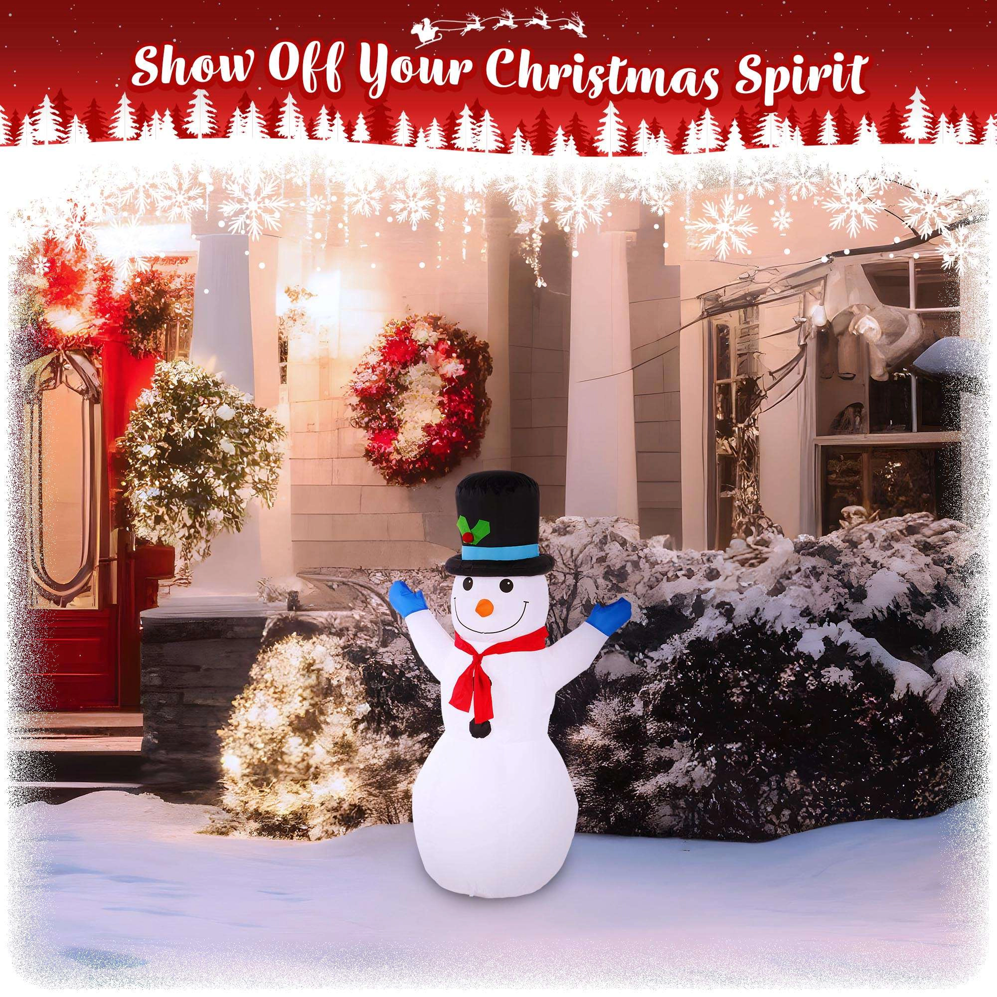 G128 4 ft Snowman Inflatable with LED Lights, Fast Inflate Outdoor Christmas Yard Decoration