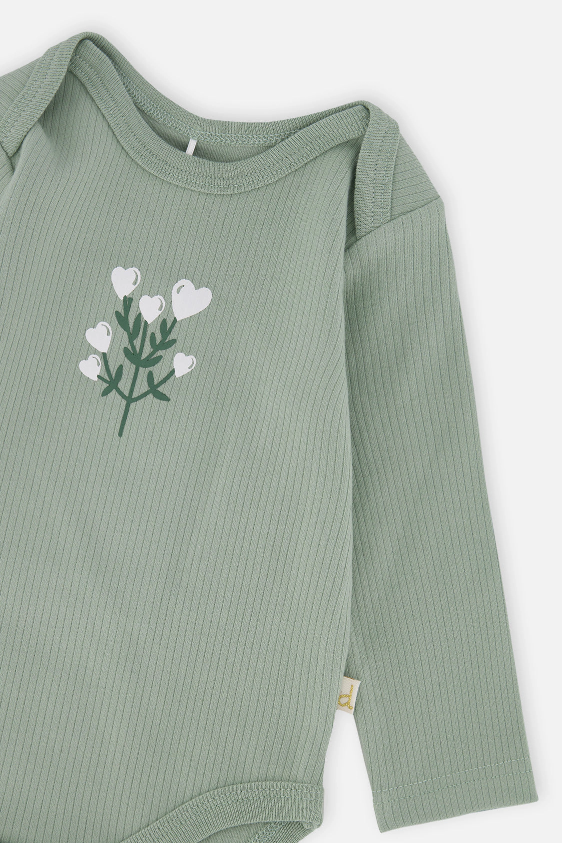 Deux par Girls Organic Cotton Long Sleeve Flower Detail Onesie