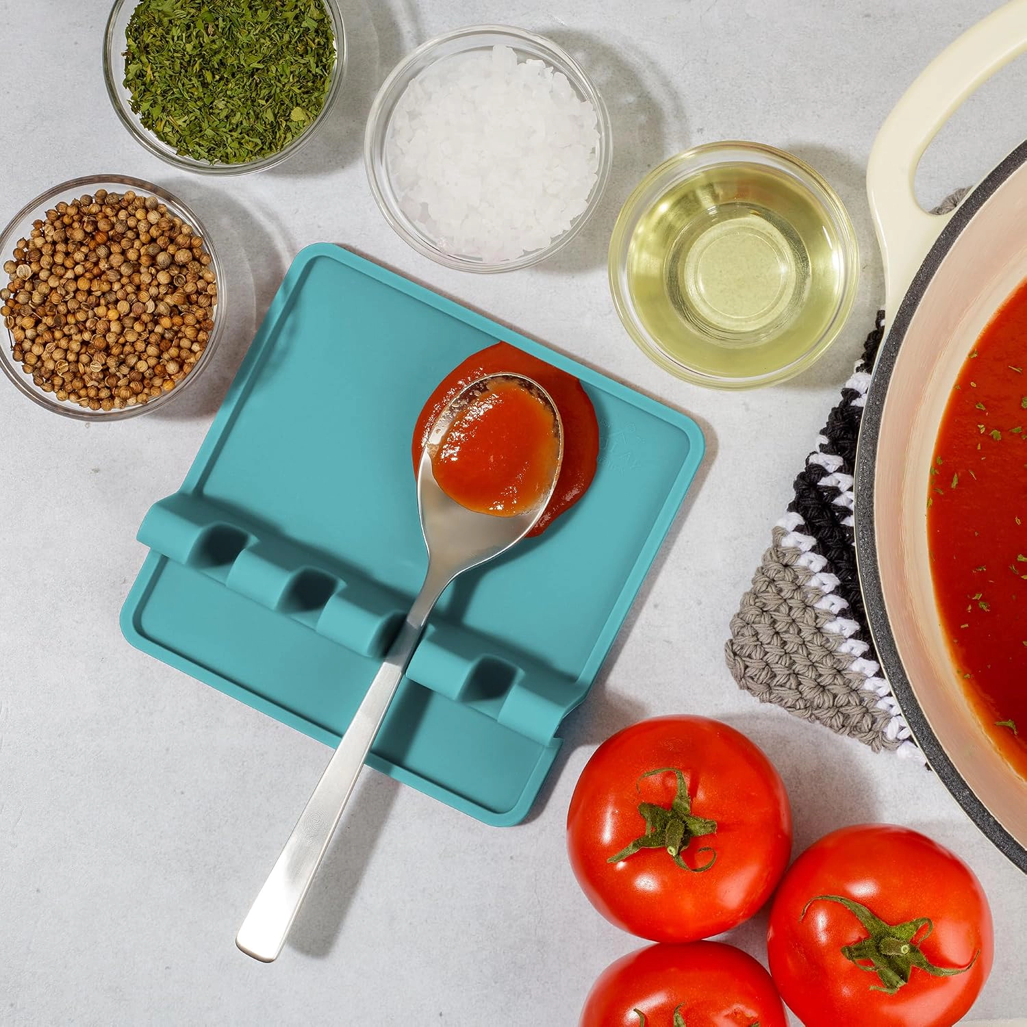 Zulay Kitchen Silicone Utensil Rest with Drip Pad for Multiple Utensils - Heat-Resistant & Spoon Holder Stove Top