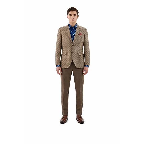 Elie Balleh Men's Slim Fit Logo Brocade Formal Blazer