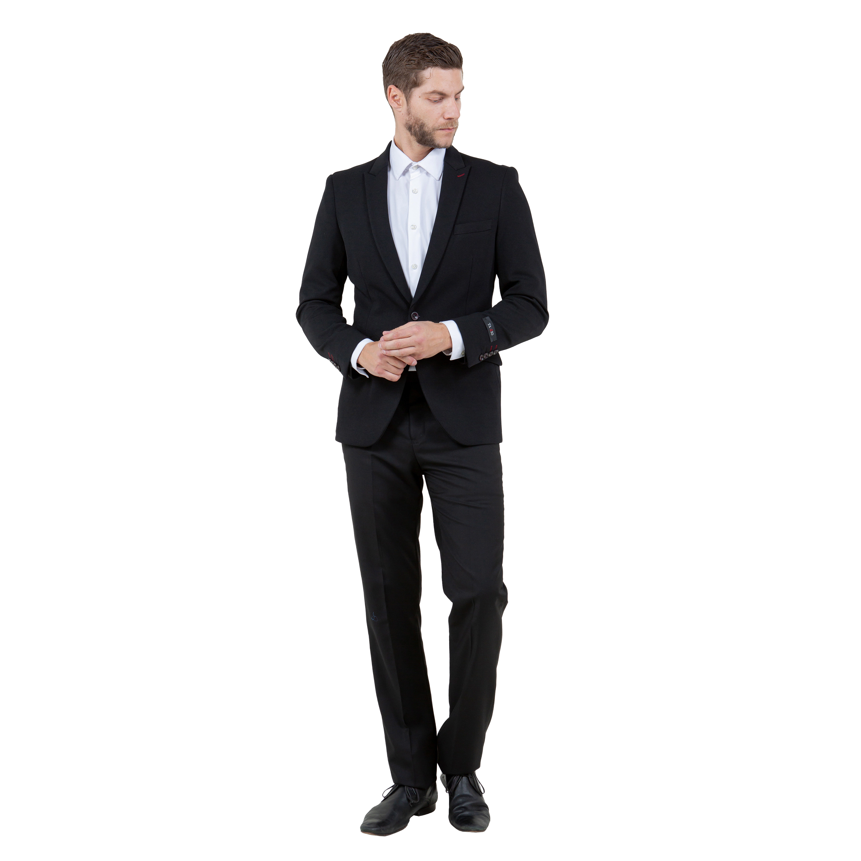 Tazzio Mens Skinny Fit Knit Peak Lapel Blazer