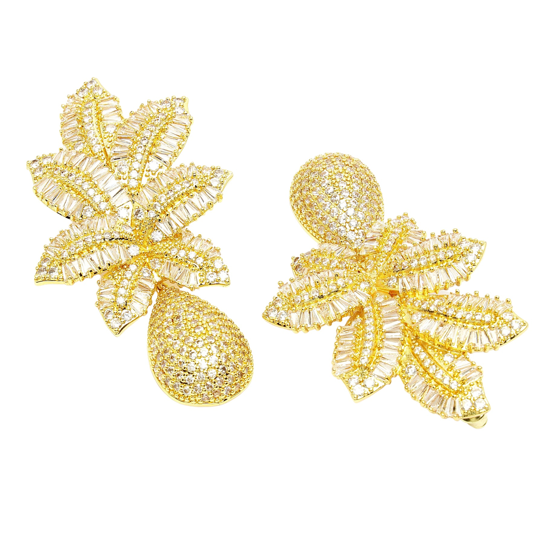 AGP PARIS Womens Diva Collection Cubic Zirconia Petal Drop Earrings