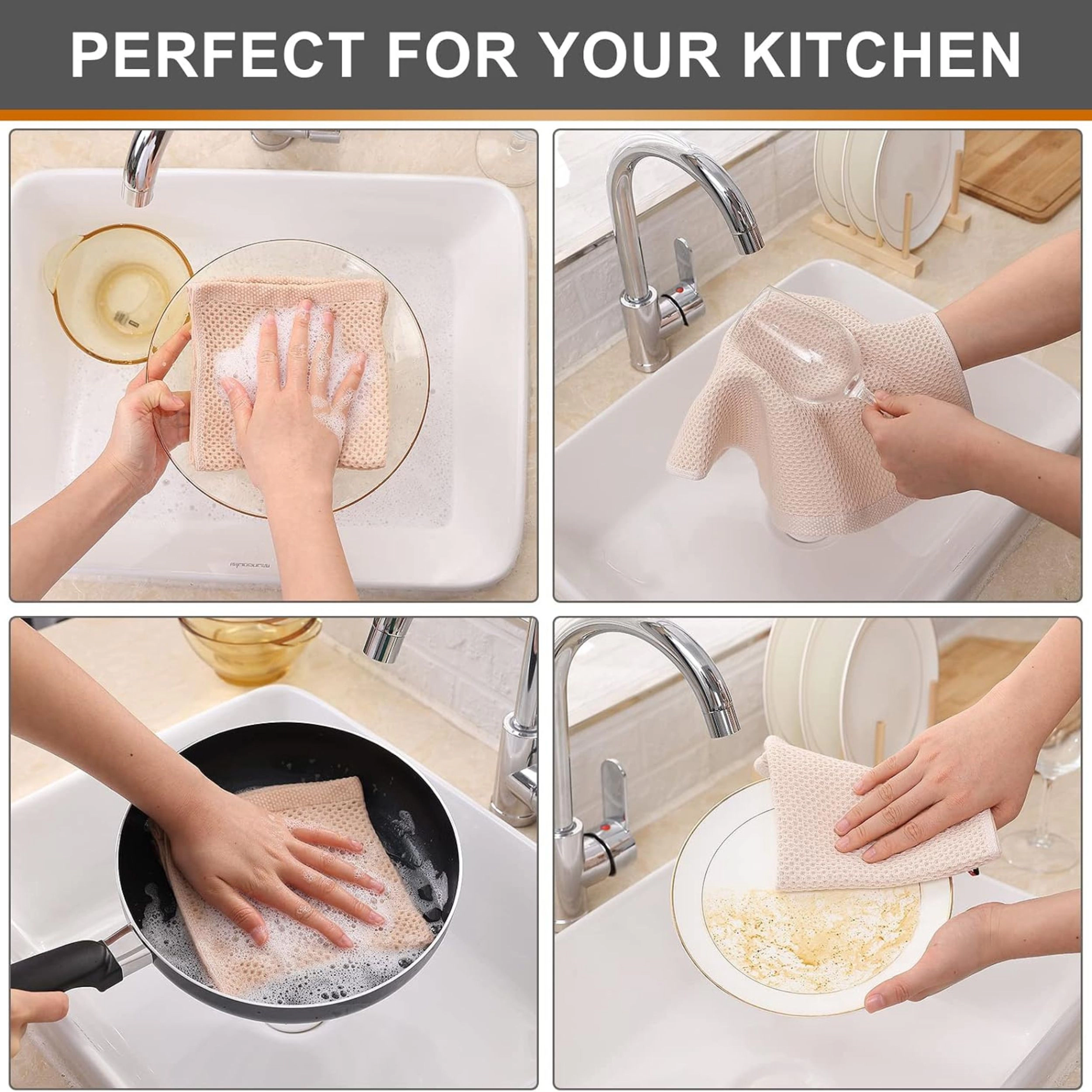 Stock Preferred Pack of 6 Cotton Waffle Kitchen Dish Towels 12x12 Inch