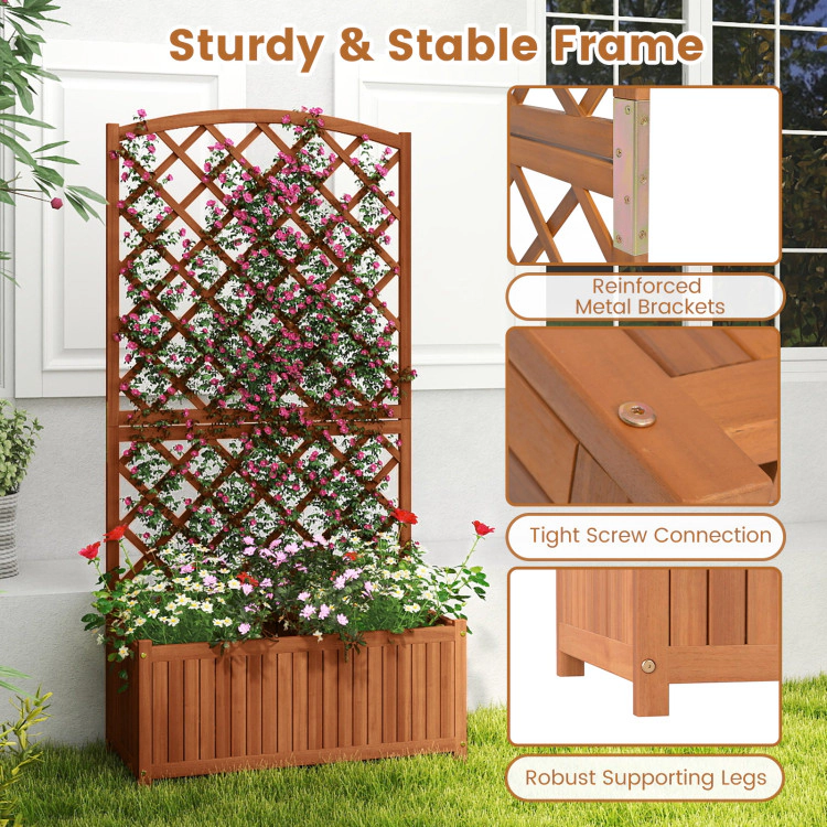Hivvago Wooden Raised Garden Bed with Trellis 63 Inch Tall Garden Planter