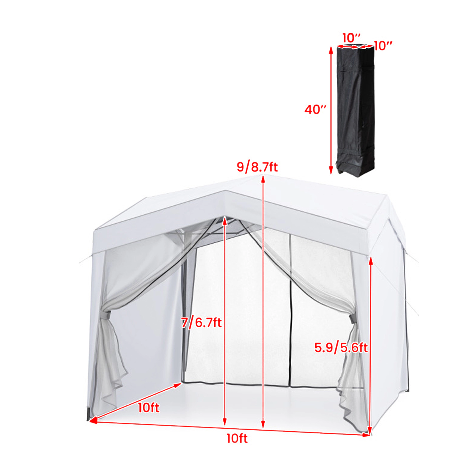 Hivvago Portable Pop Up Shelter with Enclosed Mesh Sidewalls and Caster Bag
