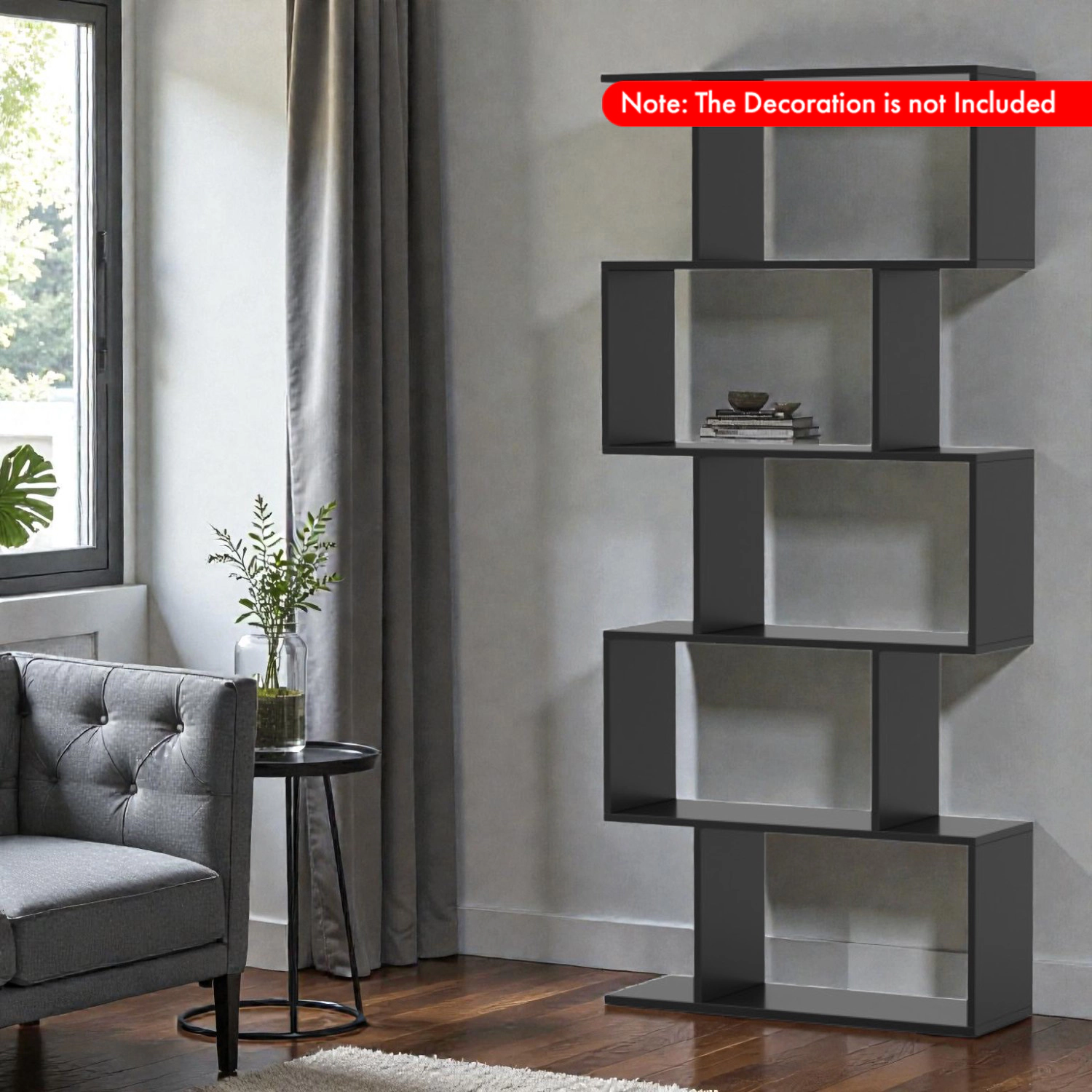 Hivvago Freestanding 5-Tier Bookcase with Anti-Tip Kit