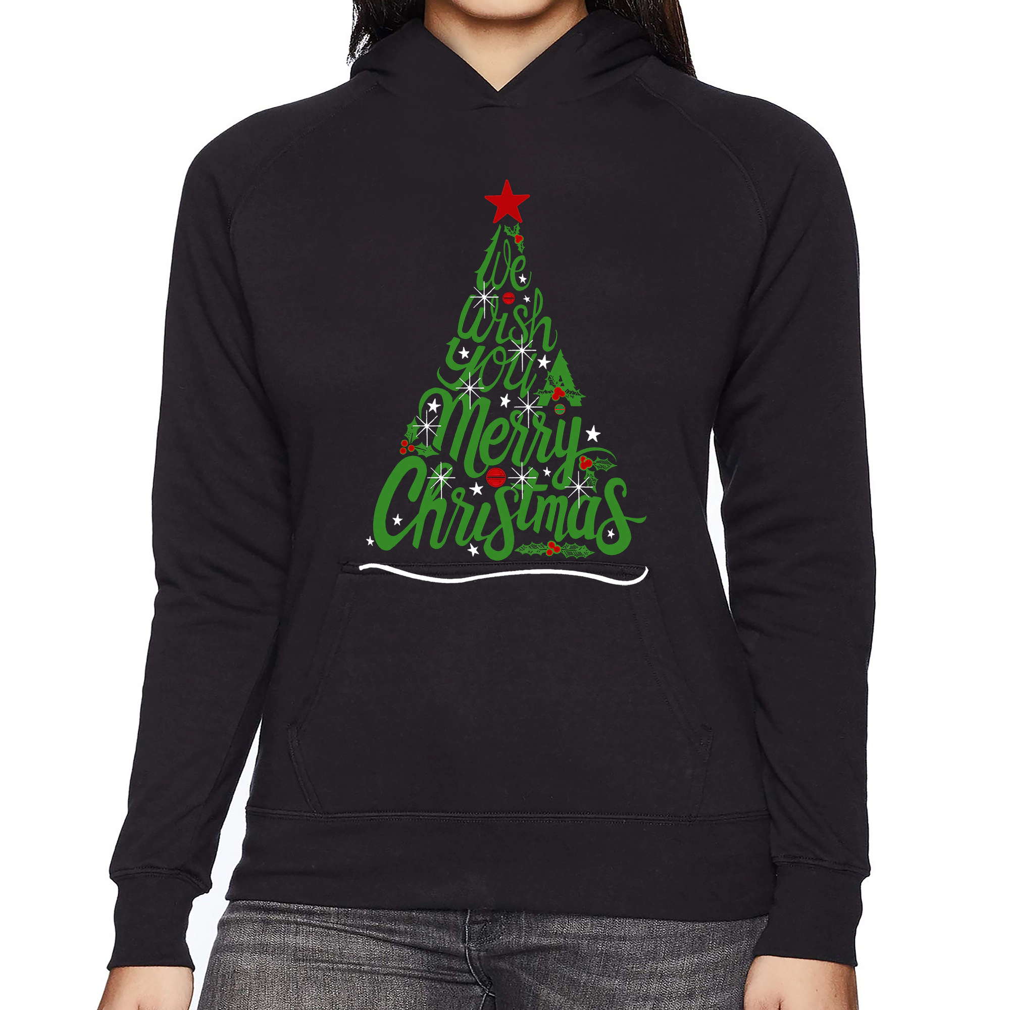 LA Pop Art We Wish You A Merry Christmas - Women's Word Hooded Sweatshirt