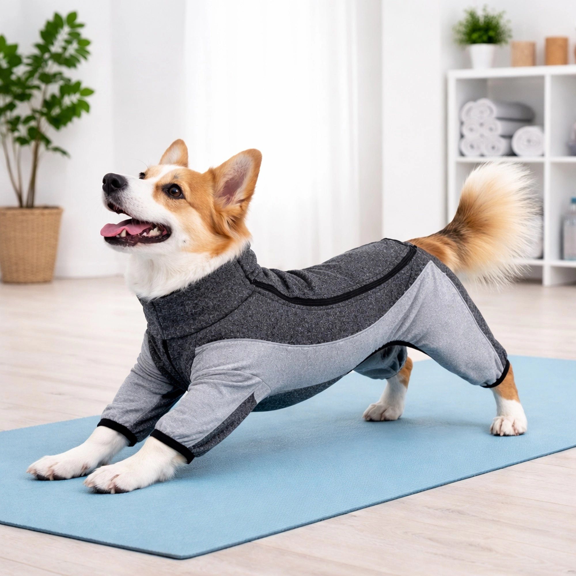 Pet Life ® Active 'Chase Pacer' Heathered Performance 4-Way Stretch Two-Toned Full Body Warm Up