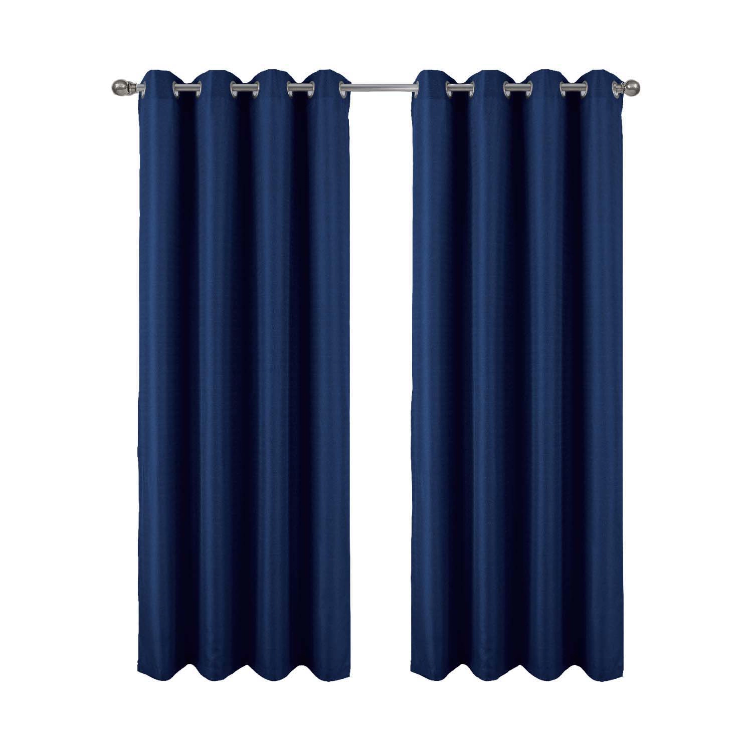 RT Designer Collection Cindy Textured 2 Pack Grommet Curtain Panel 36" x 84" Navy Blue