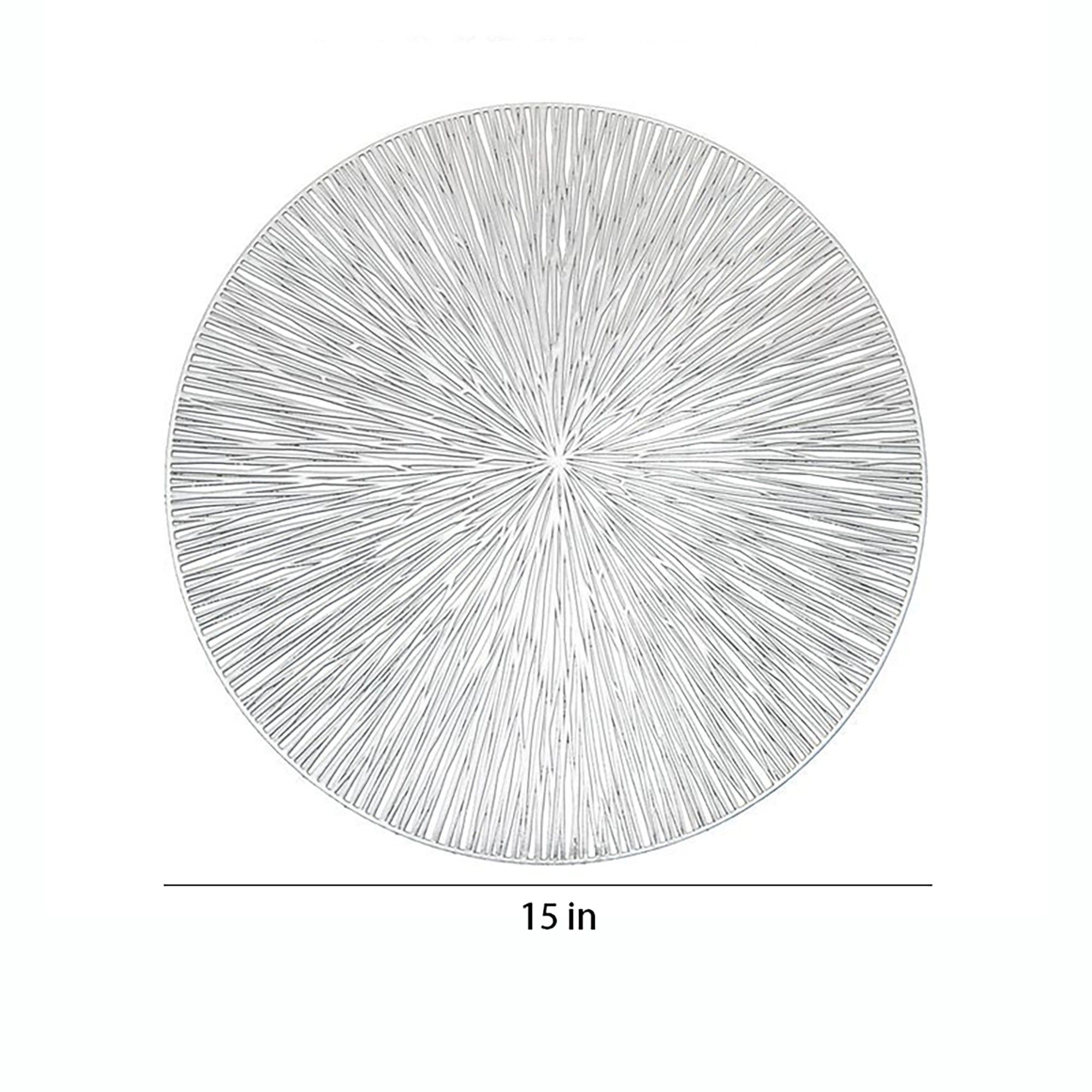 Alilang Unisex 4-Pack Metallic Round PVC Placemats Heat Resistant Textured Table Mats