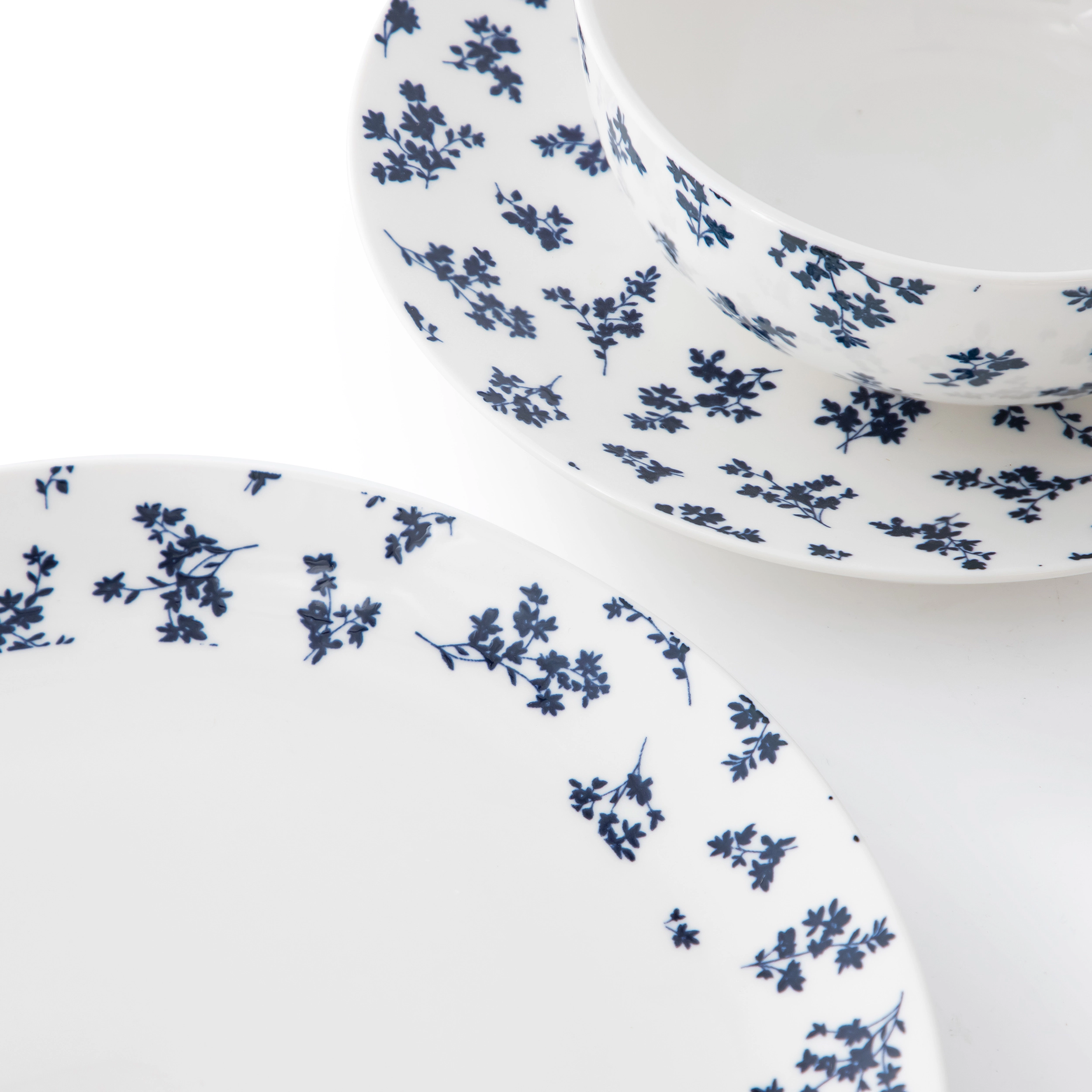Gibson Home Mountain Thistle 12 Piece Round Ceramic Dinnerware Set in Blue