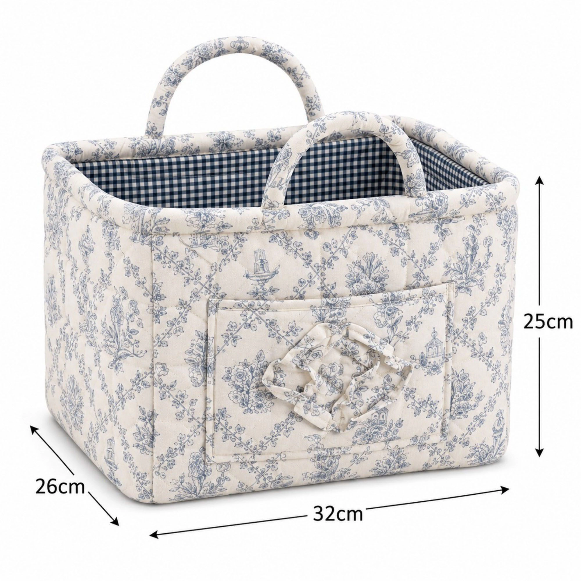 Alilang Unisex Quilted Floral Storage Caddy with Handles for Dorm Bathroom Vanity and Laundry Room