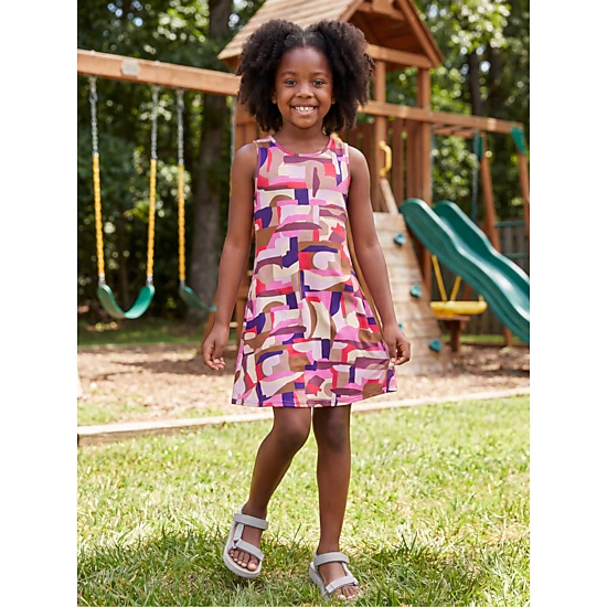 24sevenKid Essential Girls Patchwork Print Sleeveless Pockets Dress