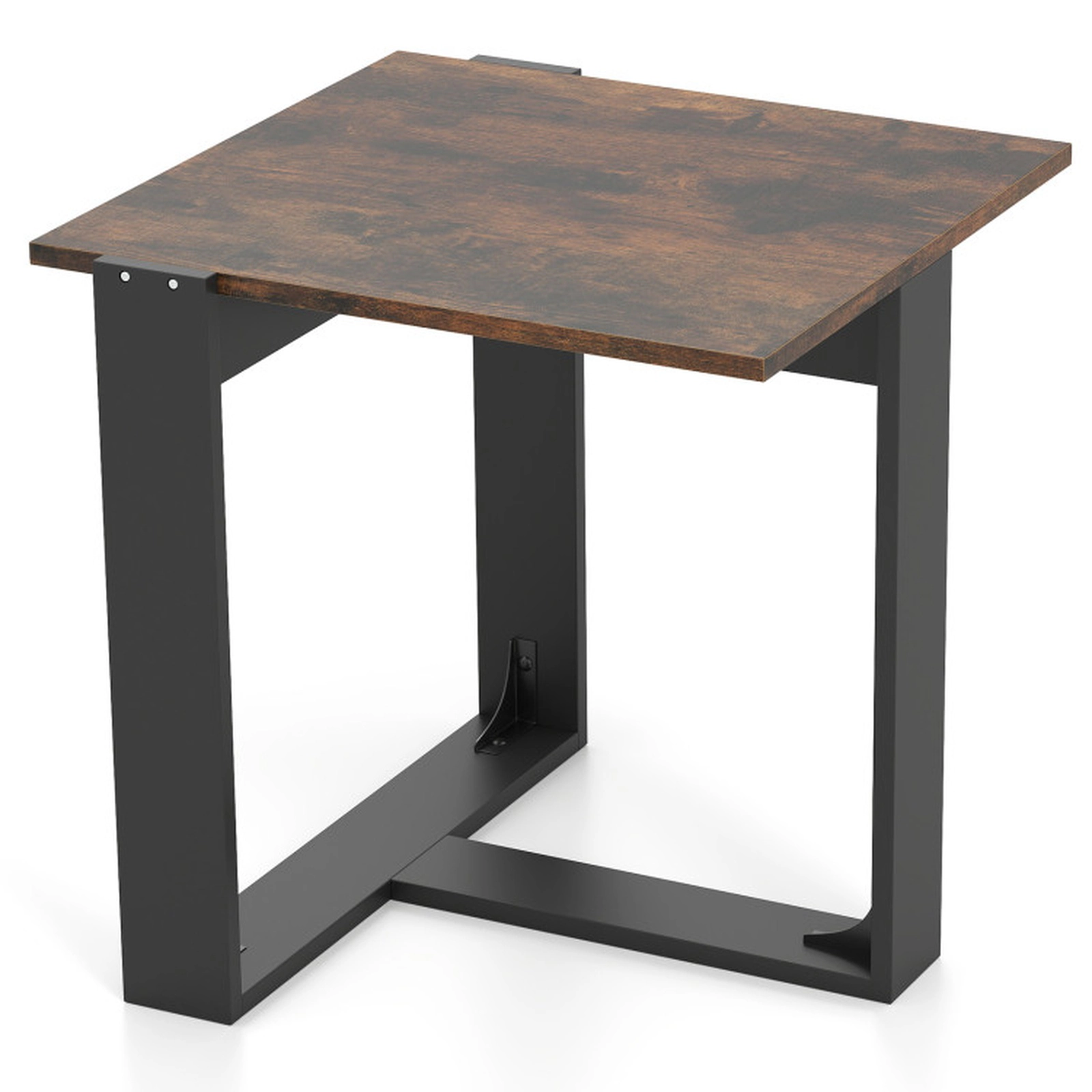 SUGIFT Spacious Tabletop Industrial Sofa End Table with Metal Frame 110-lb Capacity Rustic Brown & Black