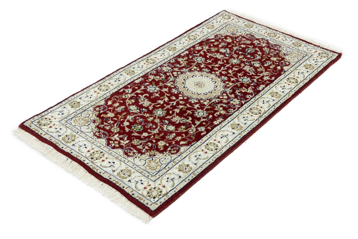 Magic Rugs 2'7 x 4'11 Red Indo-Nain Hand Knotted Oriental Wool Rug