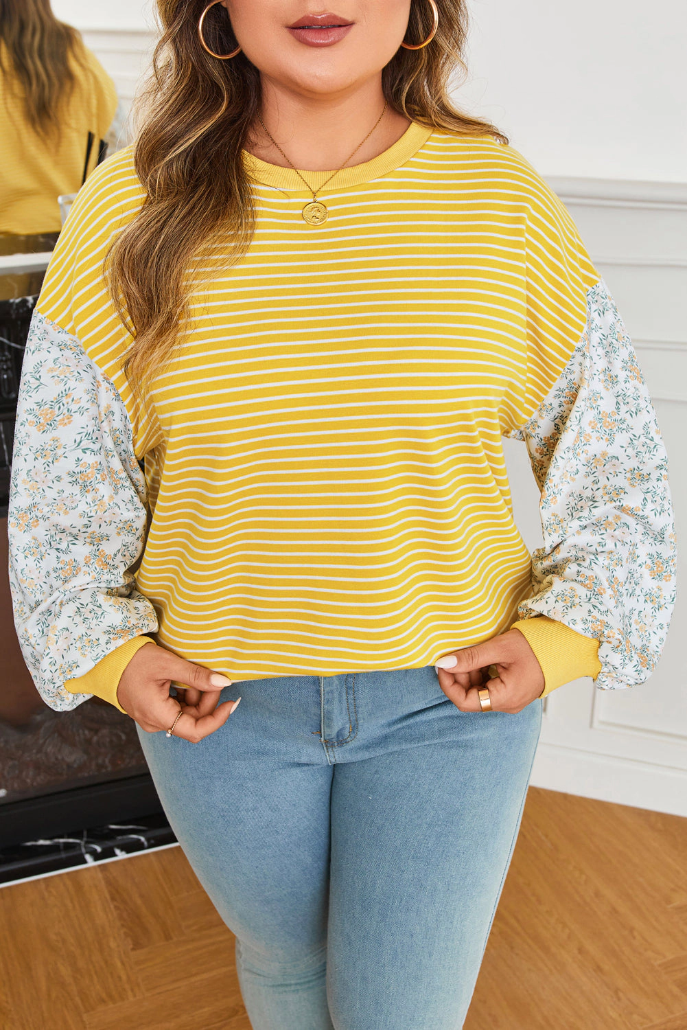 Threaded Pear Women's Evelyn Sleeve Patchwork Loose Top