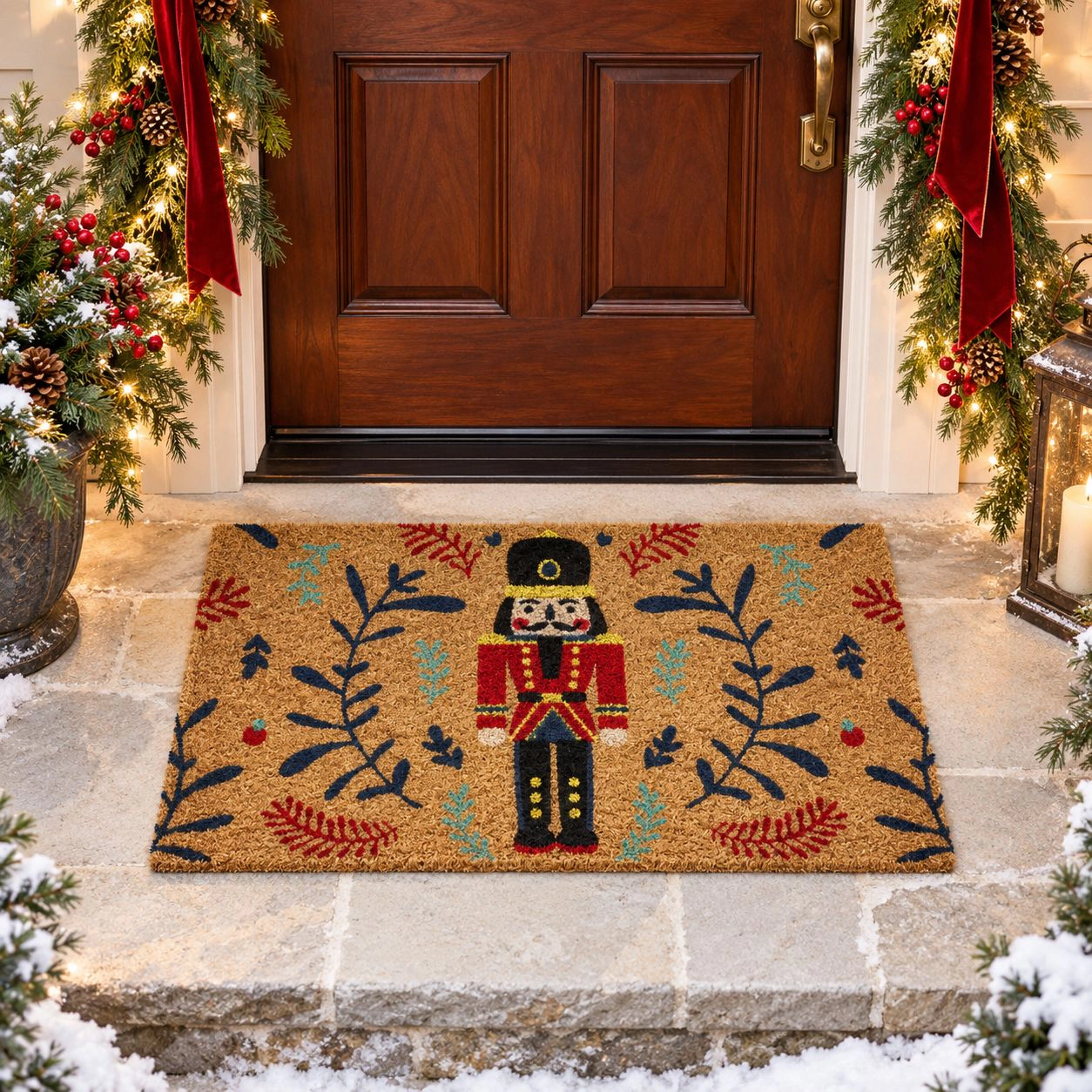 Kate Aurora Christmas Nutcracker Toy Soldier Bristled Coir Outdoor Welcome Mat - 18"x30"